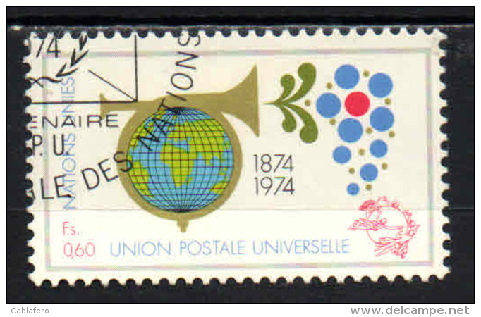 NAZIONI UNITE - GINEVRA - 1974 - CENTENARIO DELL'UPU - USATO - Gebruikt