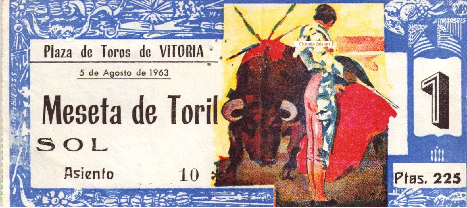 Ticket Corrida  Du 05/08/1963 PLAZA DE TOROS De VITORIA - Scans Recto-verso - Biglietti D'ingresso