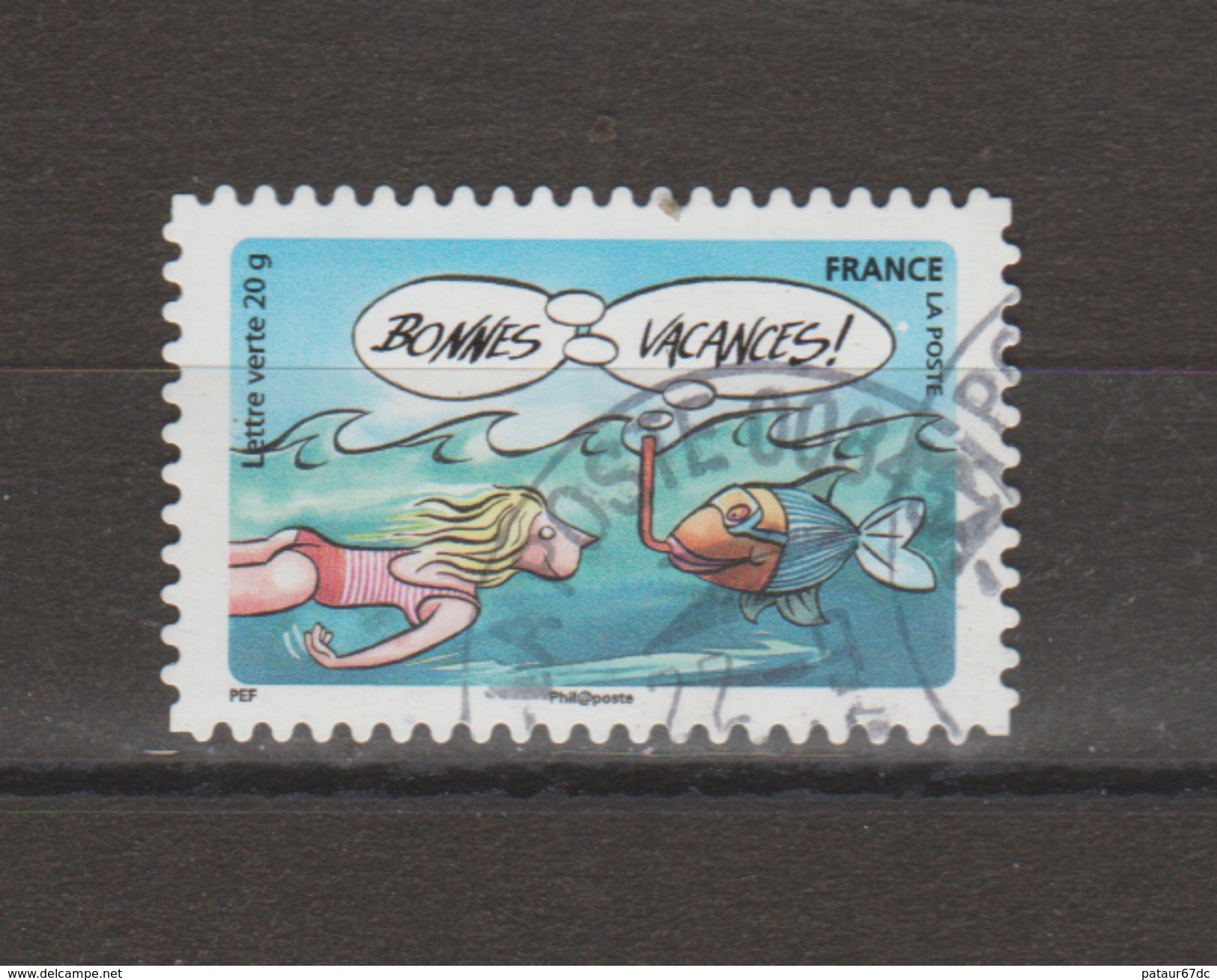 FRANCE / 2015 / Y&T N° AA 1141 : "Vacances" (Nageuse Et Poisson Avec Tuba) - Choisi - Cachet Rond - Other & Unclassified