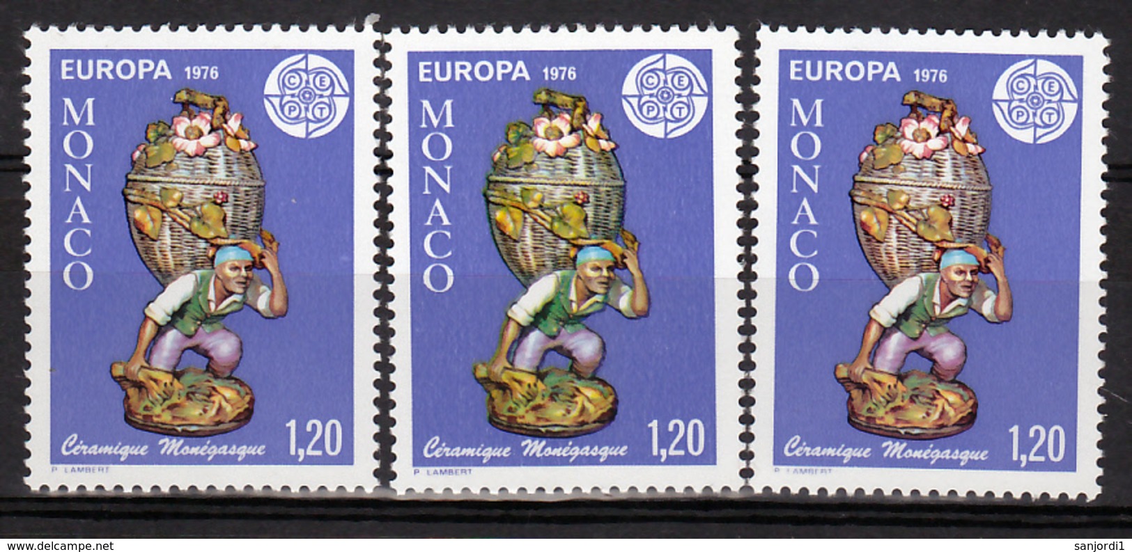 Monaco 1063 Variété Hotte Grise Verte Et Rose Statuette Vendangeur Neuf ** TB MNH SIN CHARNELA - Variétés