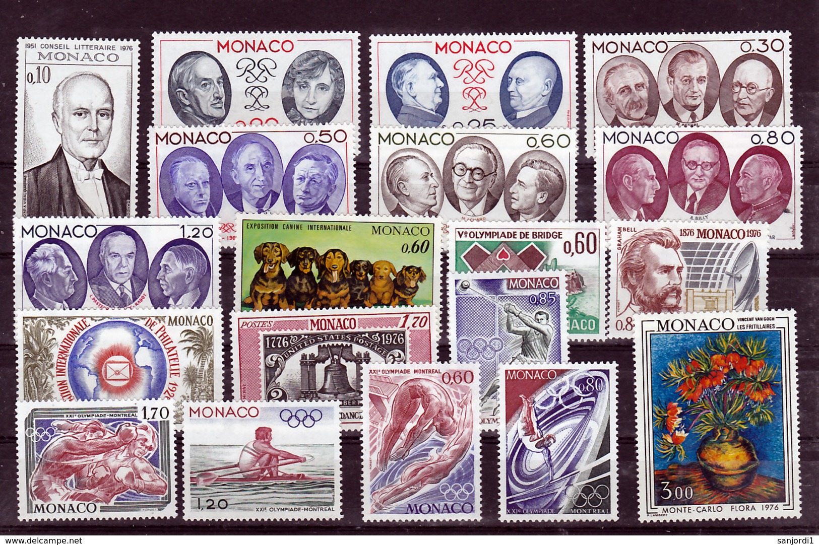 Monaco 1976 Année Complète Postes 1043 à 1078 Neuf ** TB  MnH  Sin Charnela Cote 70 - Années Complètes