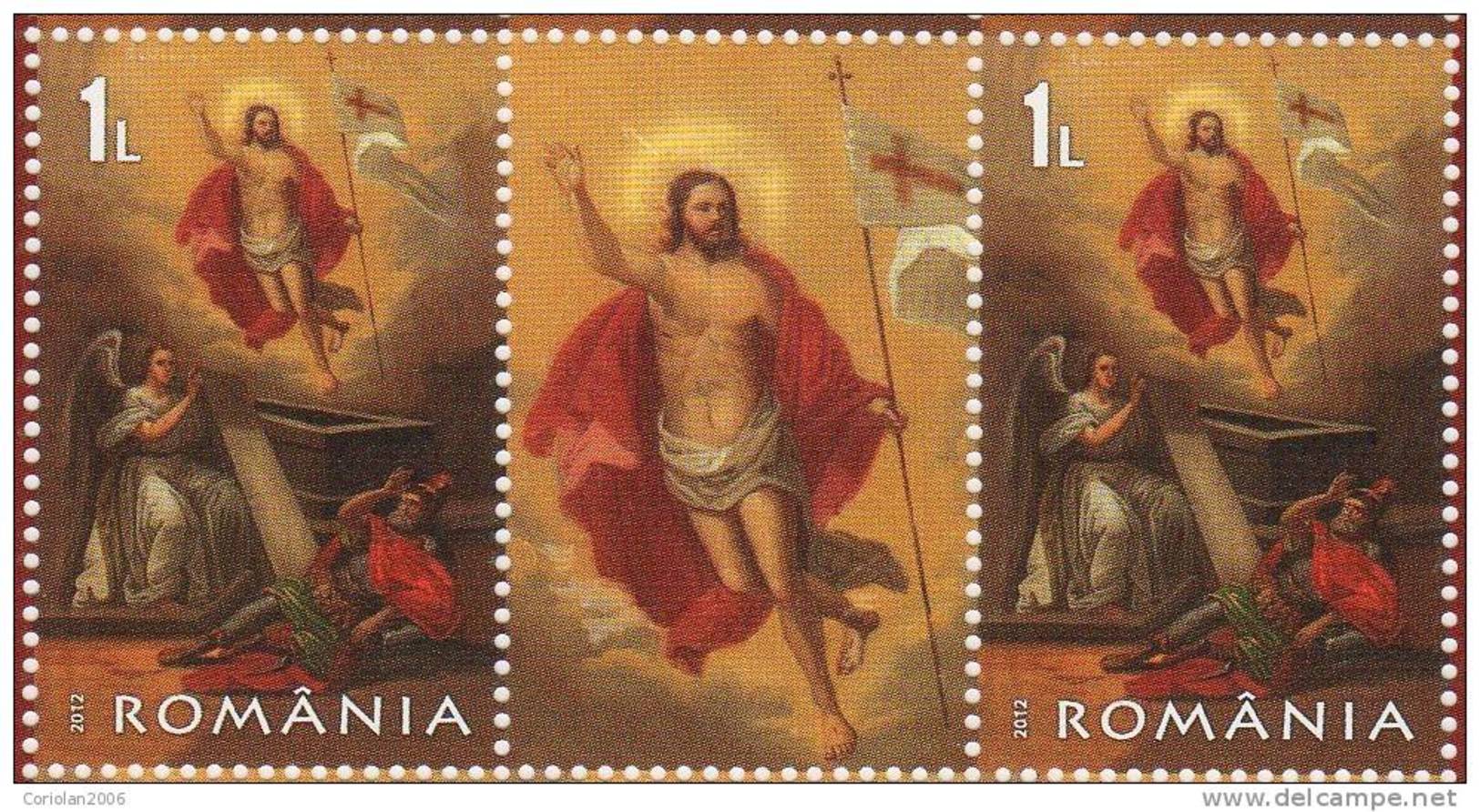 Romania 2012 MNH / Easter / Strip With Label - Ostern