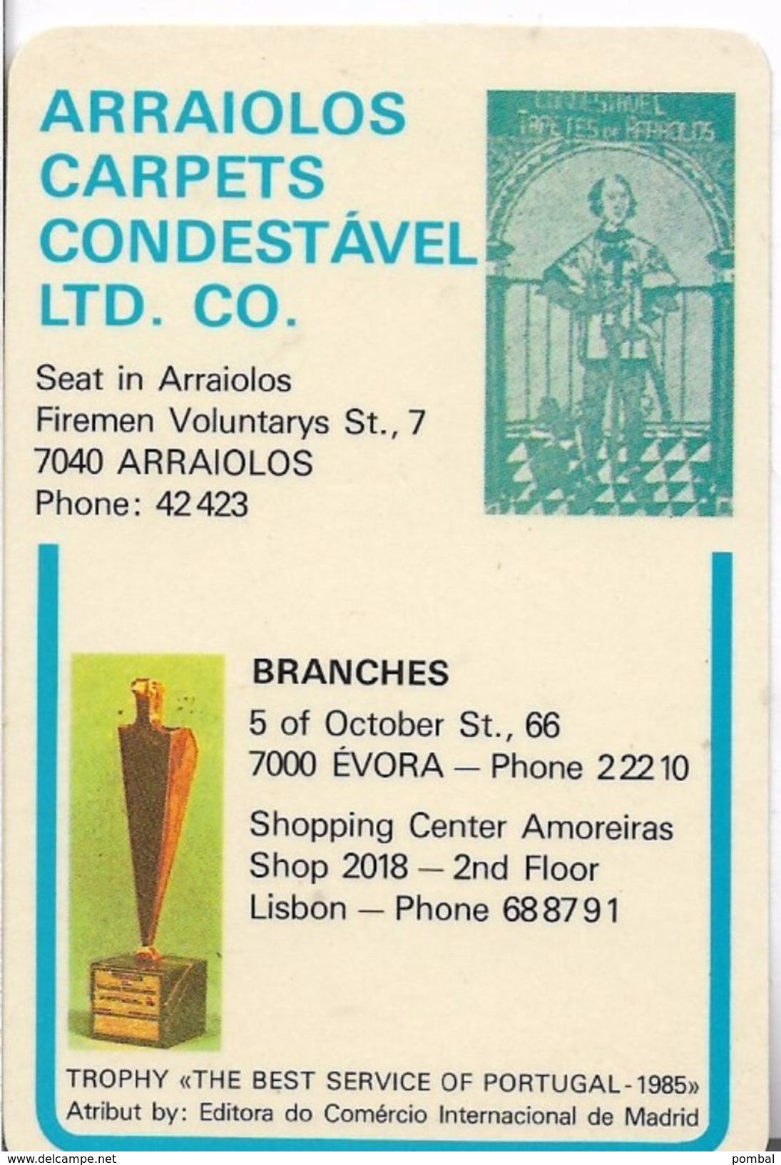 Pocket Calendar Advertising ARRAIOLOS CONDESTÁVEL ARRAIOLOS 1989 - Petit Format : 1981-90