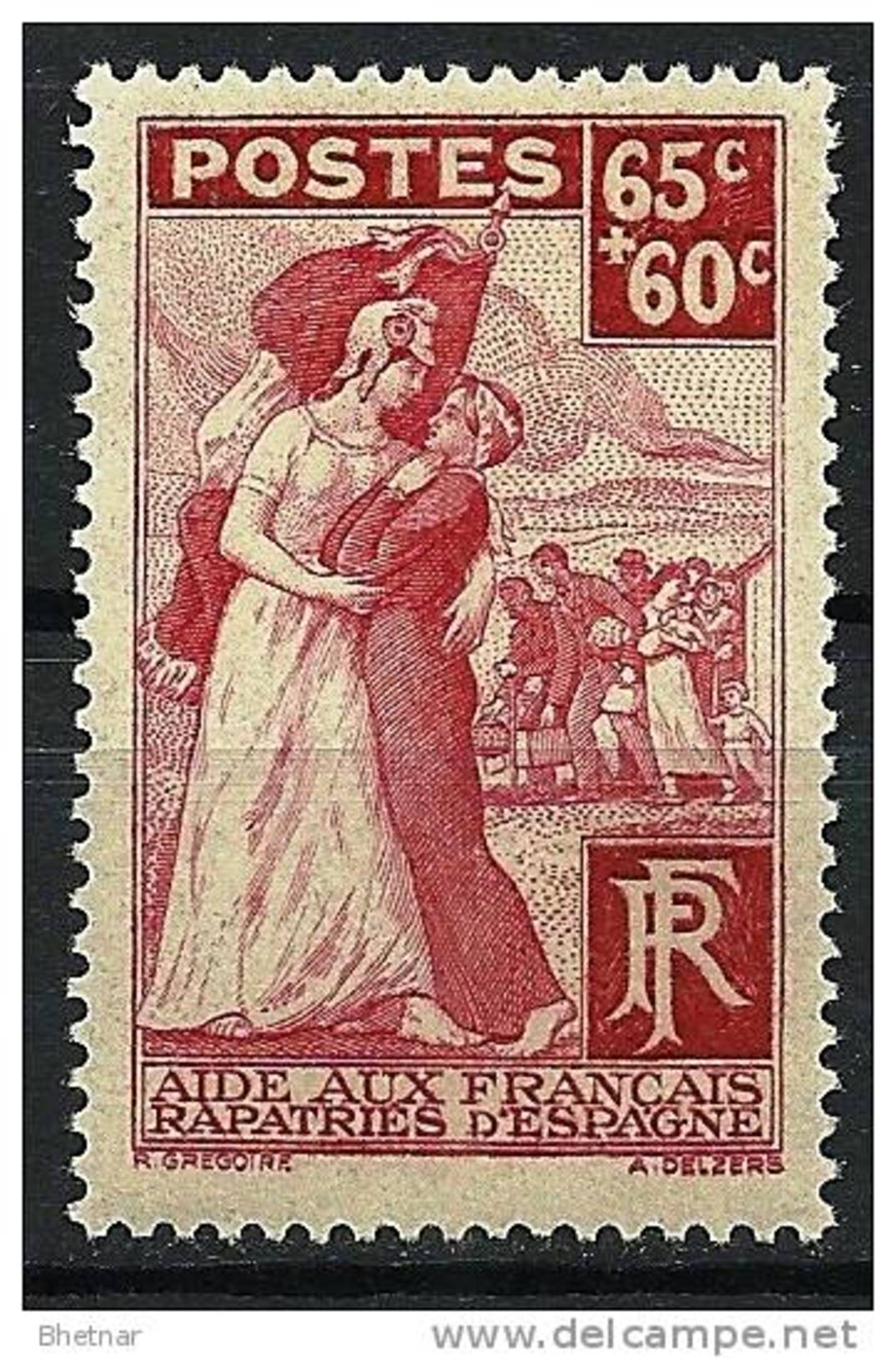 FR YT 401 " Aide Aux Réfugiés D'Espagne " 1938 Neuf* - Unused Stamps