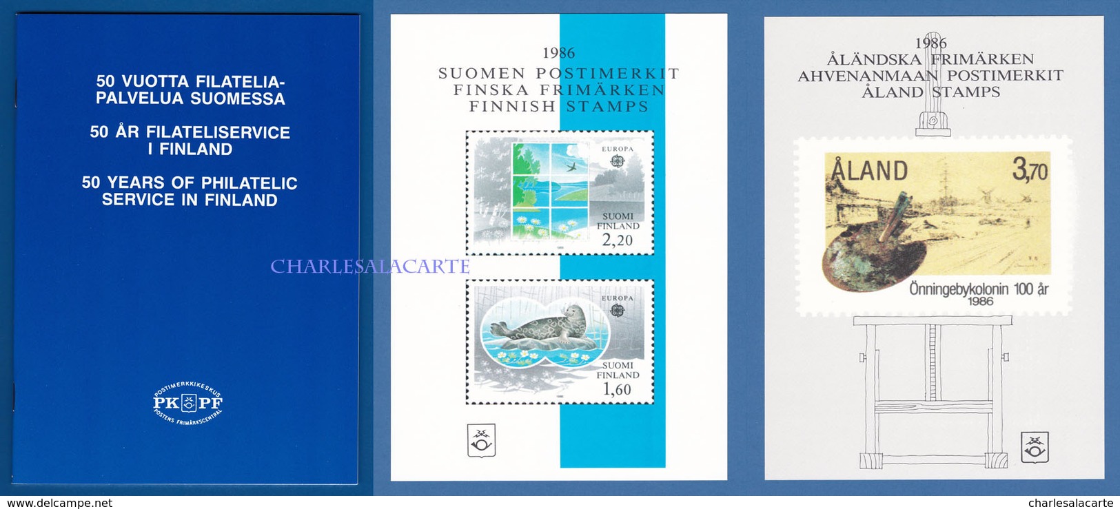 FINLAND 1986 SPECIAL ANNIVERSARY PHILATELIC SERVICE DOUBLE PACK WITH ALAND 1986 ALL THE STAMPS - Full Years