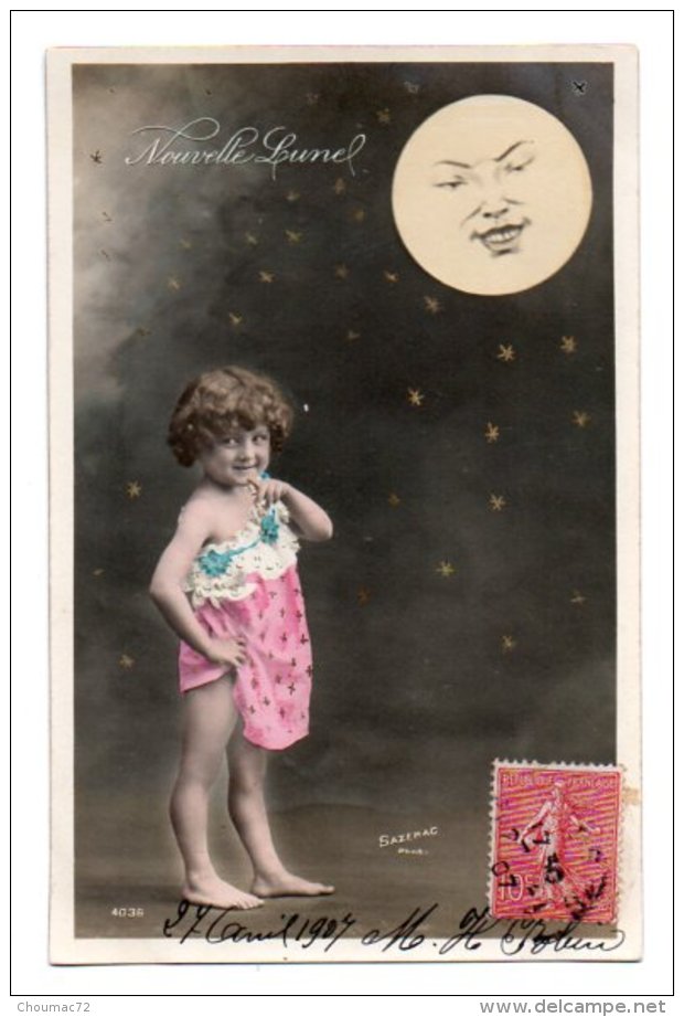 (Enfants) 732, Portrait D'enfant, ELD 4036, Fillette Nue Avec La Lune, Nouvelle Lune, Sazerac - Portraits