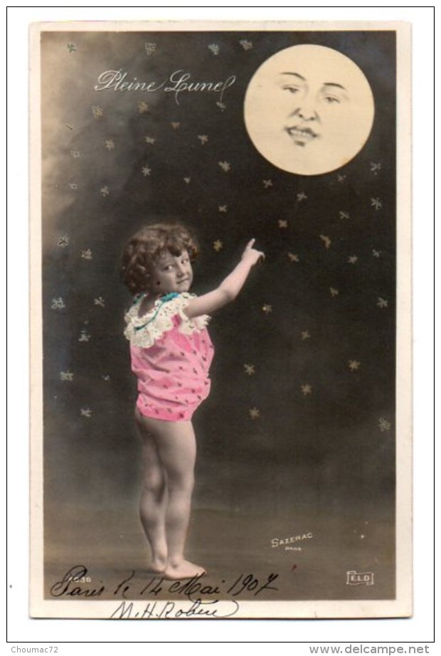 (Enfants) 733, Portrait D'enfant, ELD 4036, Fillette Nue Avec La Lune, Pleine Lune, Sazerac - Portraits