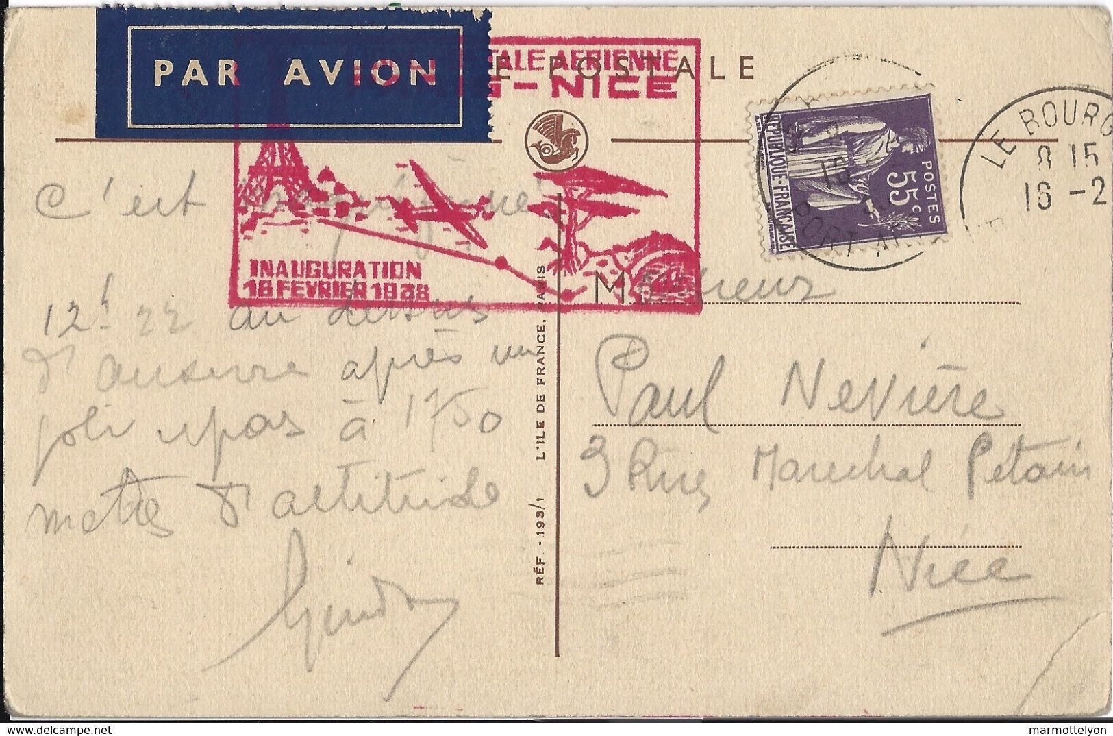 CPA - Carte Postale Ancienne - Avion Bimoteur - Inauguration Premier Vol Paris Nice - Flamme 18 Février 1928 - 1919-1938: Between Wars