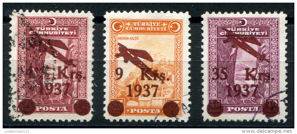 TURKEY 1937 - Mi.1016-1018 (Yv.YA6-8, Sc.C6-8) Used Set (VF) - Airmail