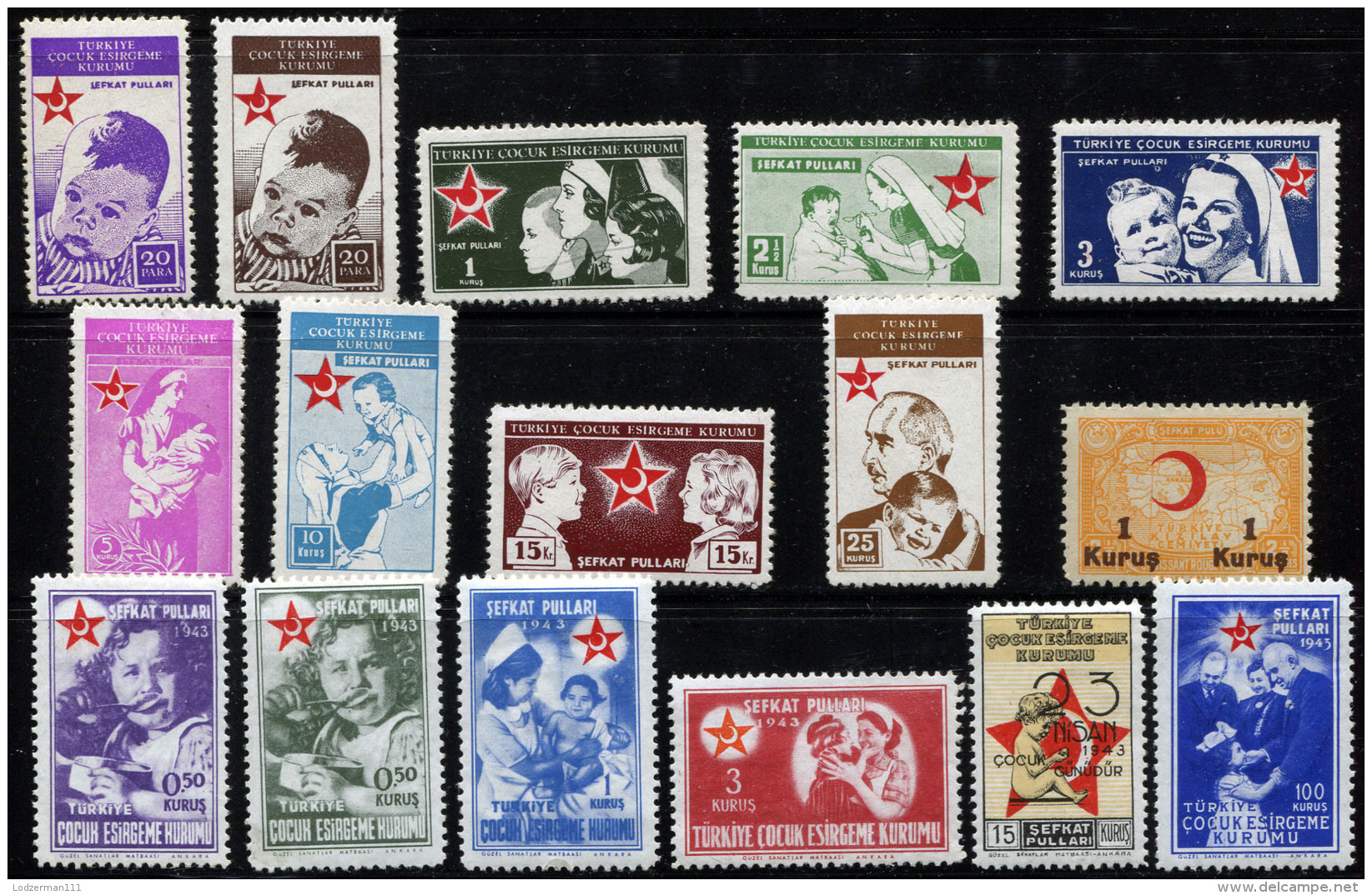 TURKEY 1942-43 - Mi.67-81A MNH (postfrisch) Perfect (VF) - Timbres De Bienfaisance