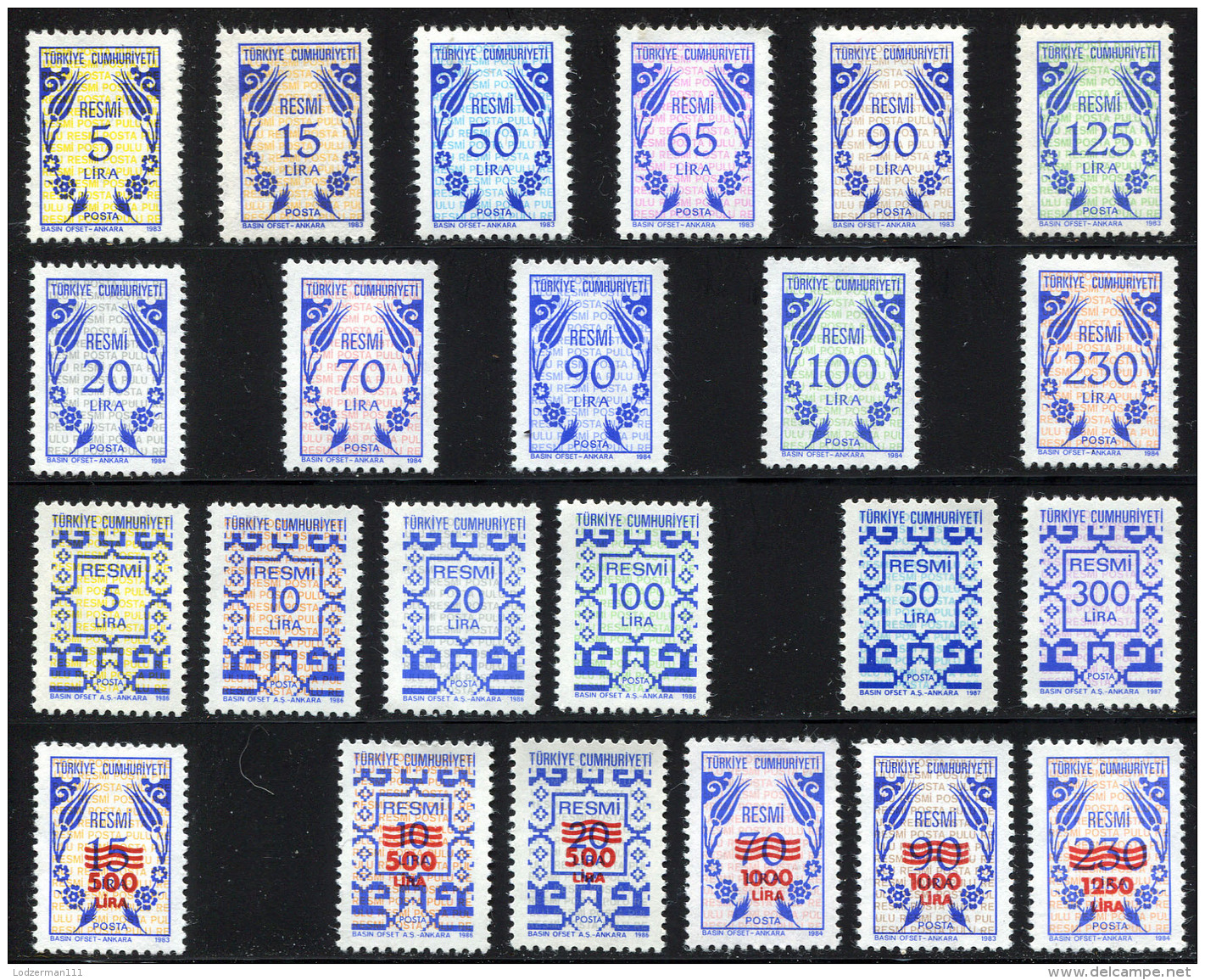 TURKEY Official 1983-89 - Mi.169-191 MNH (postfrisch) Perfect (VF) - Francobolli Di Servizio