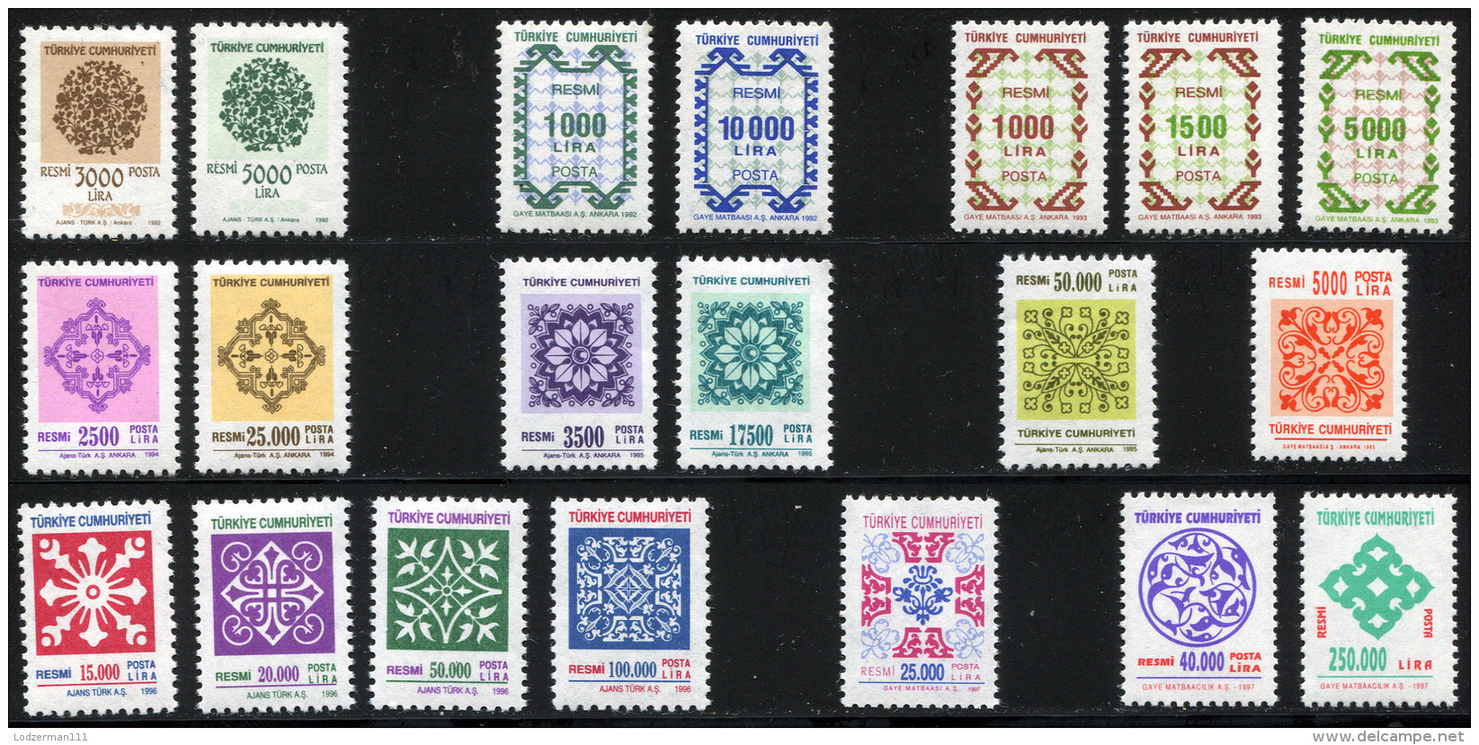 TURKEY Official 1992-97 - Mi.194-213 MNH (postfrisch) Perfect (VF) - Official Stamps