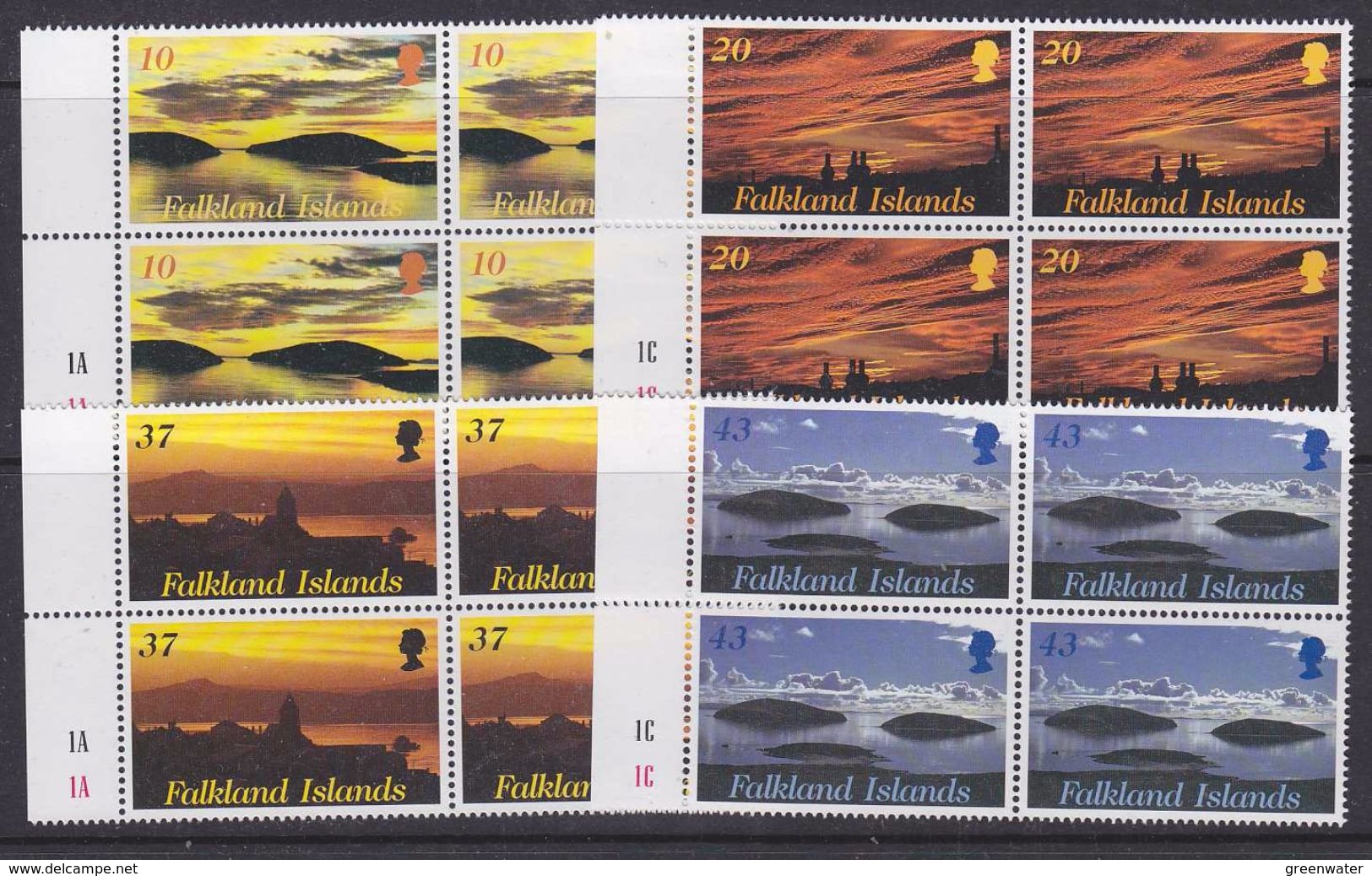 Falkland Islands 2001 Sunrise & Sunset 4v  Bl Of 4 ** Mnh (36952B) - Falklandeilanden