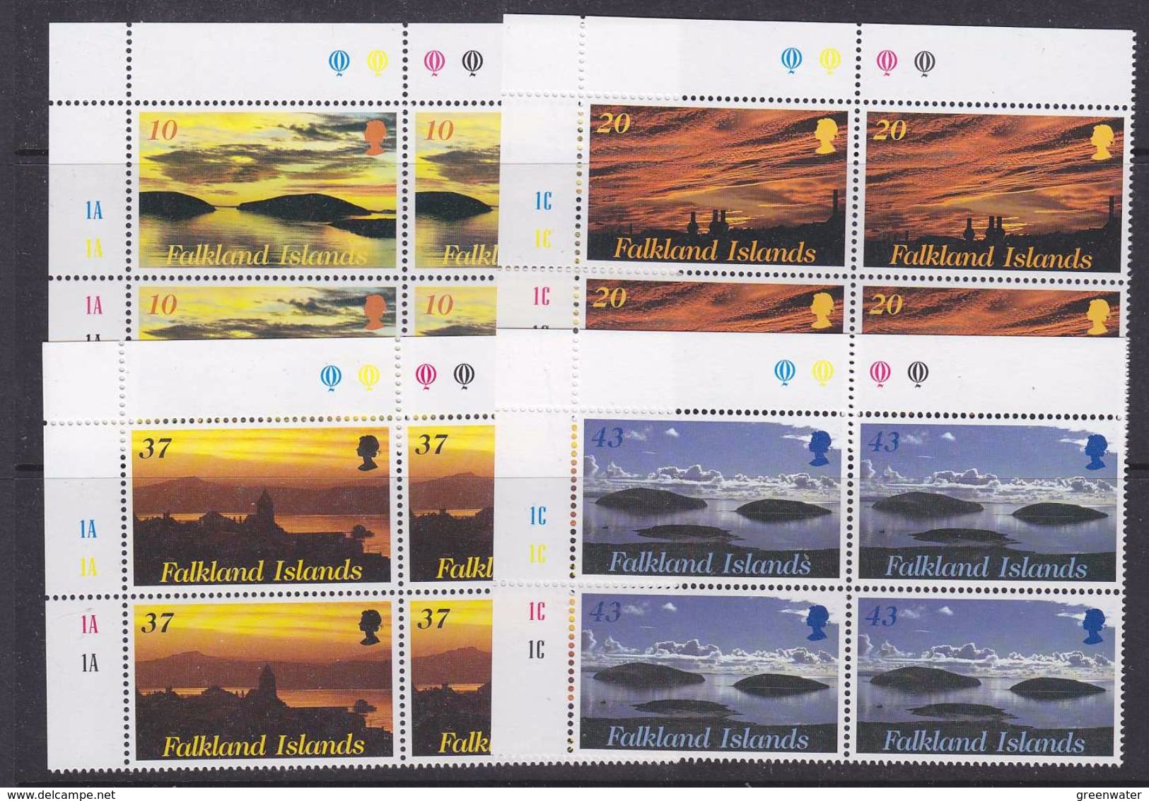 Falkland Islands 2001 Sunrise & Sunset 4v  Bl Of 4 ** Mnh (36952C) - Falkland Islands