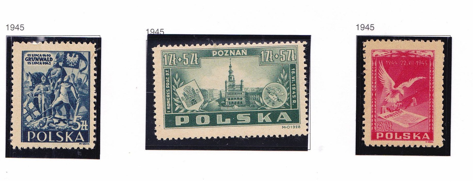 POLOGNE 1945 CONGRES ANNIVERSAIRE BATAILLE 449 453 ** MNH 447MH - Nuevos