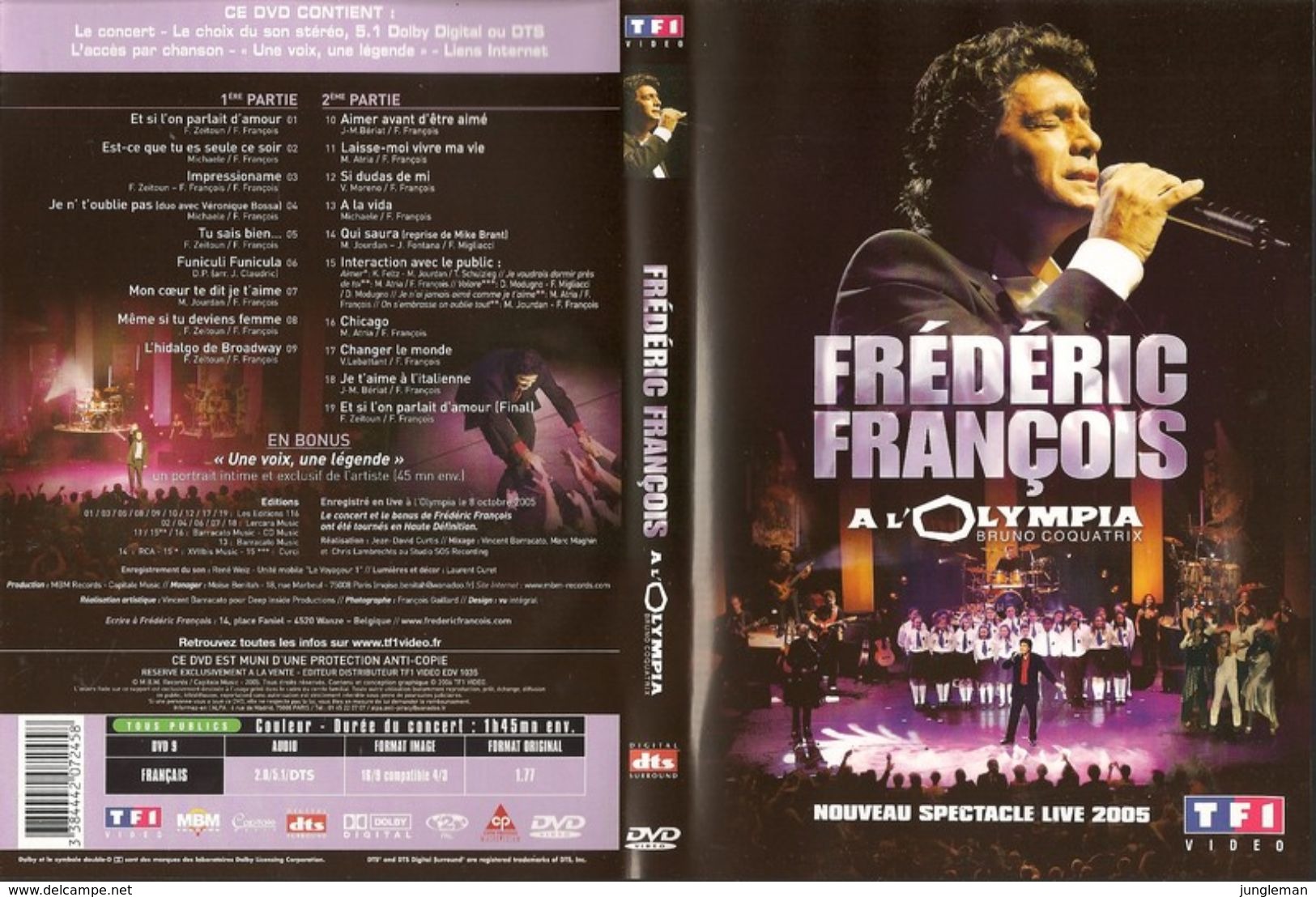 DVD Frédéric François à L'Olympia 2005 Avec Bonus - Spectacle Live - Neuf - Music On DVD