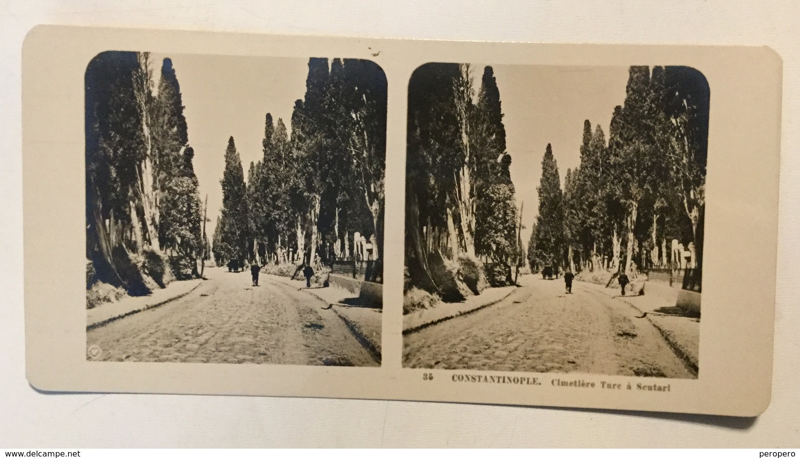 TURKEY   CONSTANTINOPLE   Stereo Photo  Photo Stéréoscopique - Constantinople  CIMETIERE  TURC  A SCUTARI - Stereo-Photographie