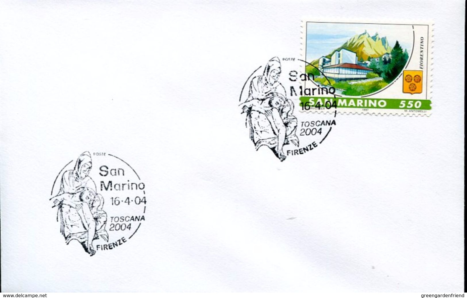 27401 San Marino, Special Postmark  2004,  Sculpture Of Michelangelo - Sculpture