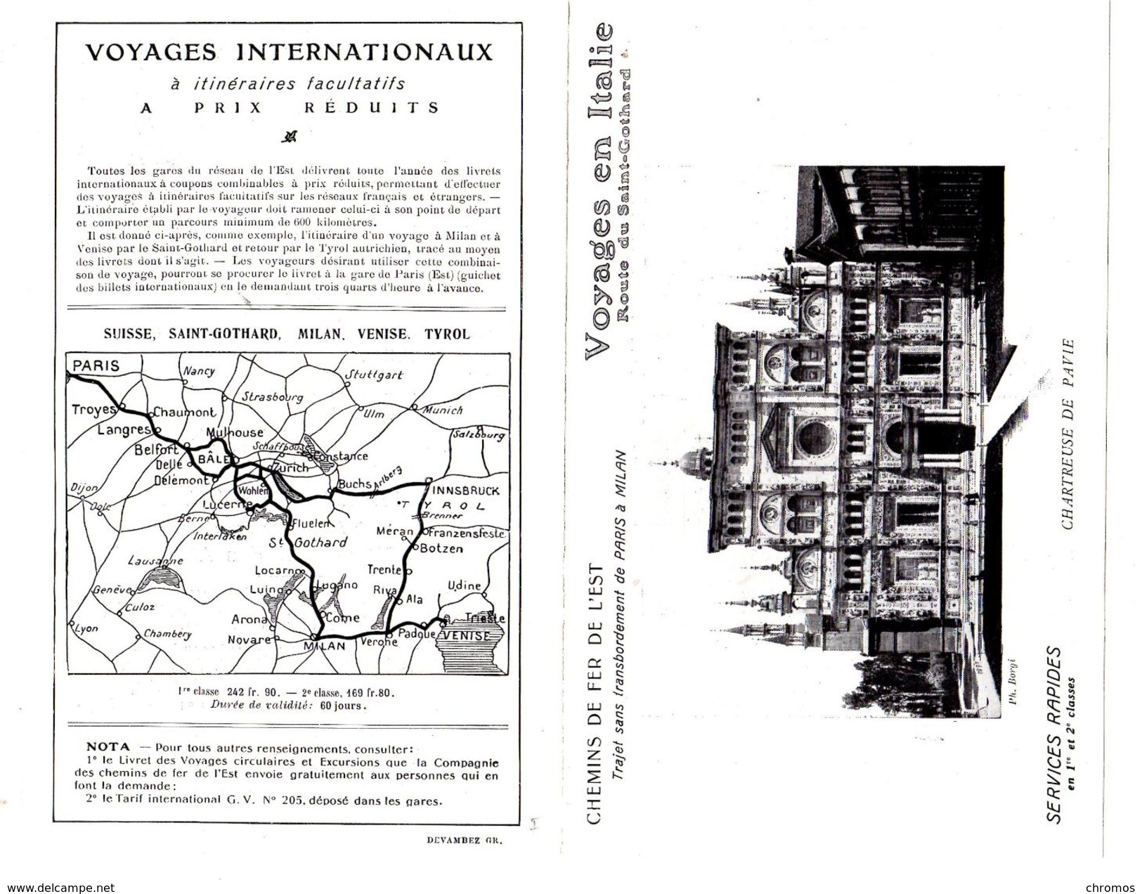 Dépliant, Brochure, Chemin De Fer De L'est, Route Gothard, Paris - Rome, Voyage En Italie, Horaire - Europe