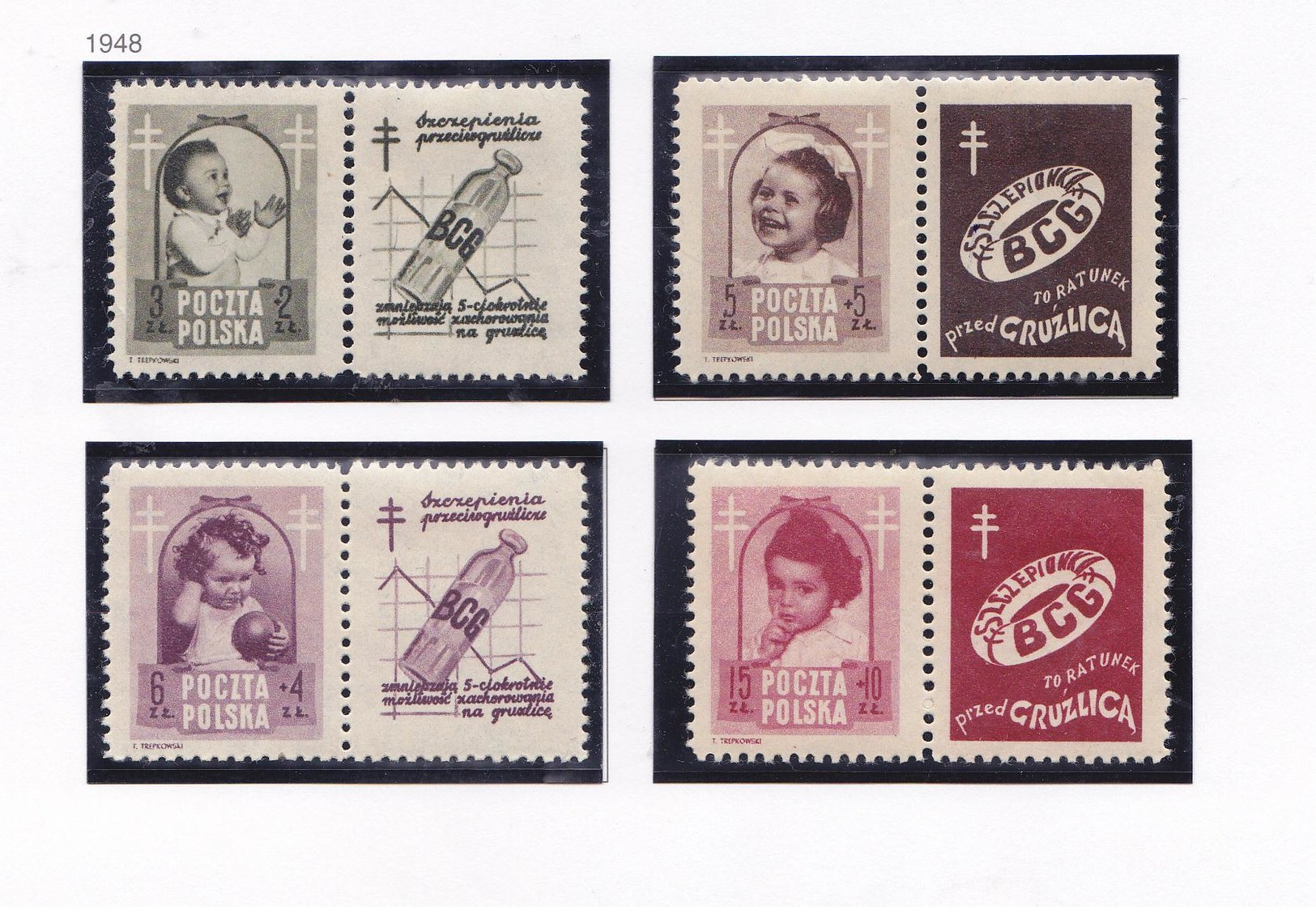 POLOGNE 1948 CROIX ROUGE 544 A 547 MH - Ungebraucht