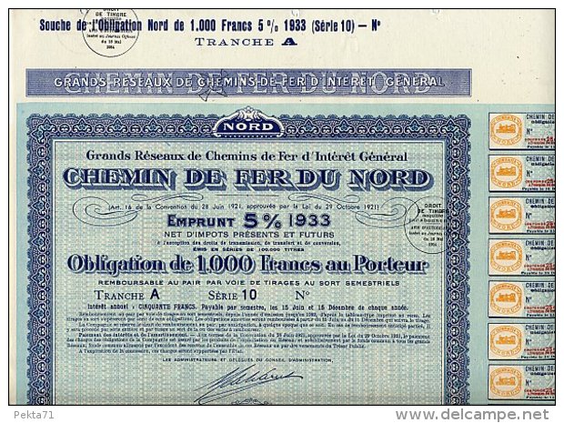 CHEMIN DE FER DU NORD Emprunt 5% 1933 - Chemin De Fer & Tramway