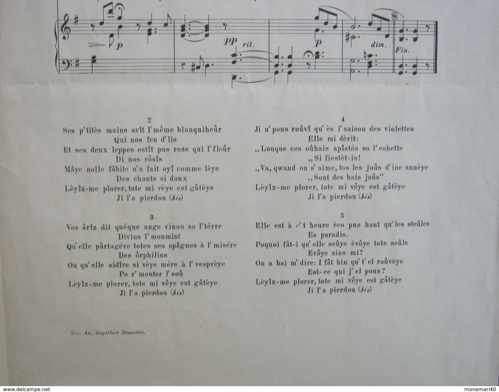 LEYIZ-M'PLORER - Chanson Walonne De NICOLAS DEFRECHEUX (1853) Par P. VAN DAMME (1897) - Corales