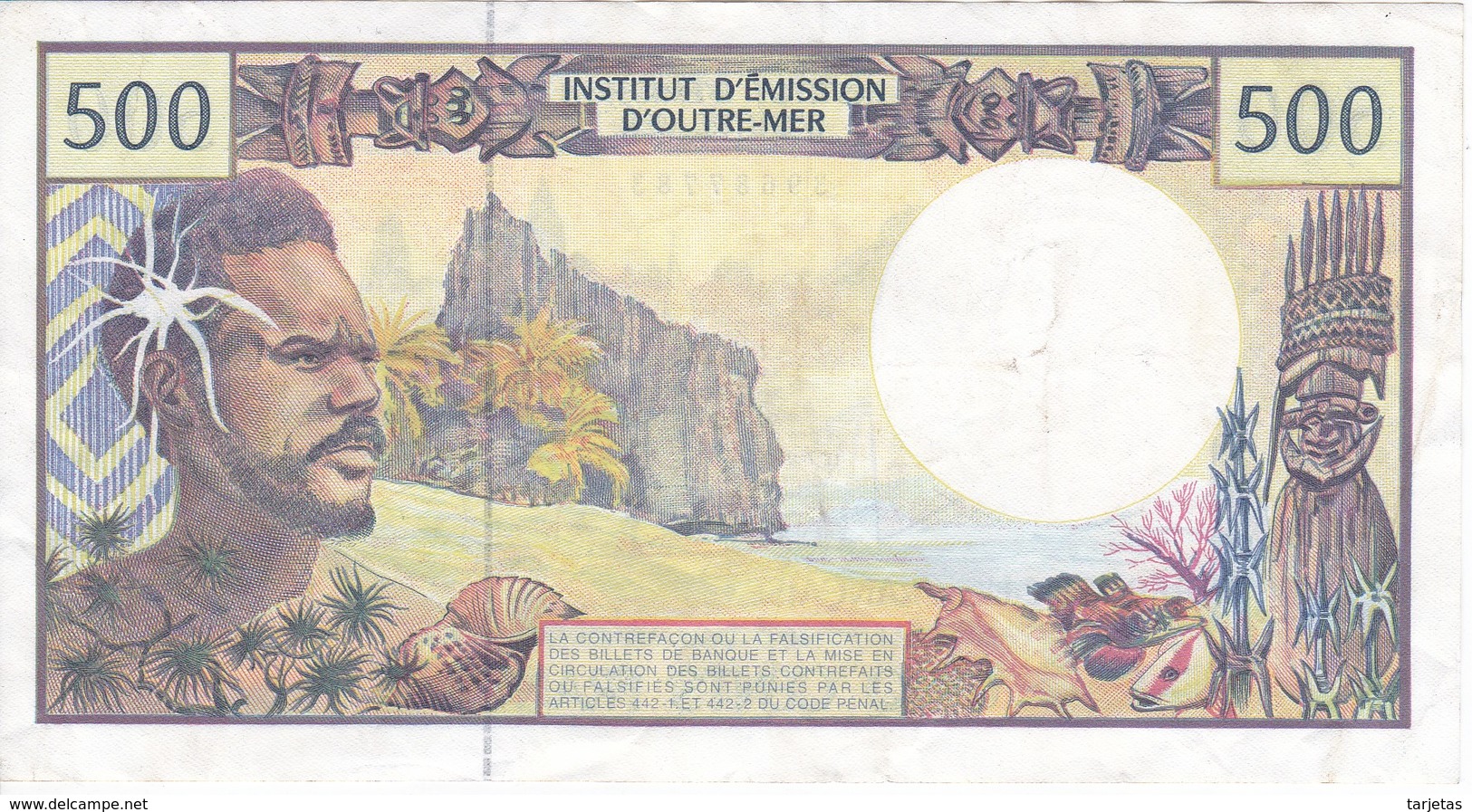 BILLETE DE OUTRE-MER DE 500 FRANCS (BANK NOTE) CARACOLA-SEA SHELL - Papeete (French Polynesia 1914-1985)