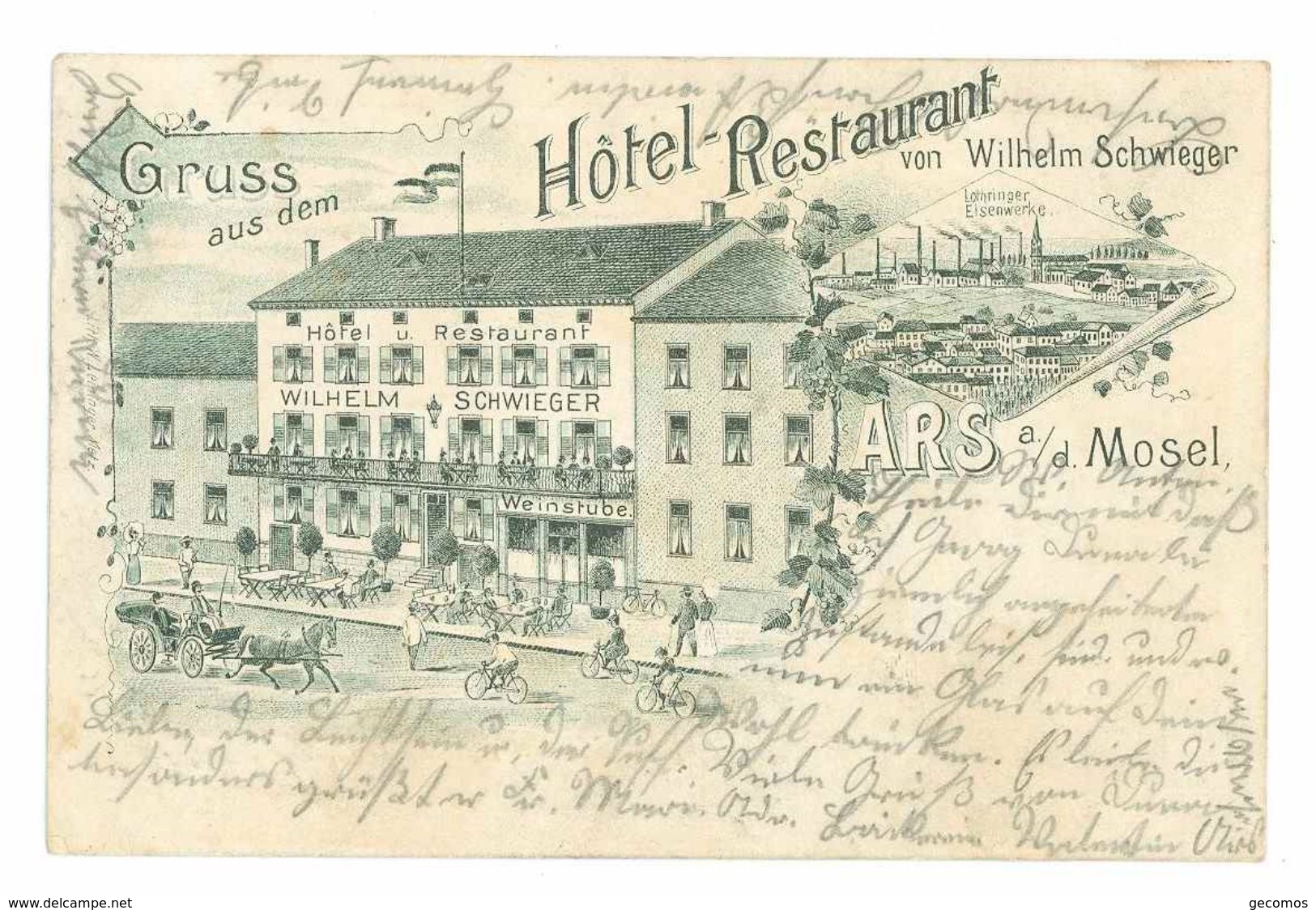 57 - Gruss Aus Dem ARS SUR MOSELLE - Hôtel Restaurant....(Litho 1901) - Ars Sur Moselle