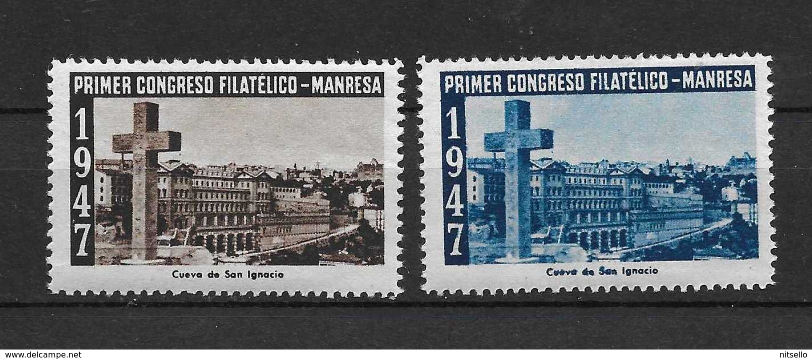 LOTE 1384  ///  PRIMER CONGRESO FILATELICO  MANRESA 1947 **MNH  LUXE        ¡¡¡¡¡¡ LIQUIDATION !!!!!!! - Emisiones Nacionalistas