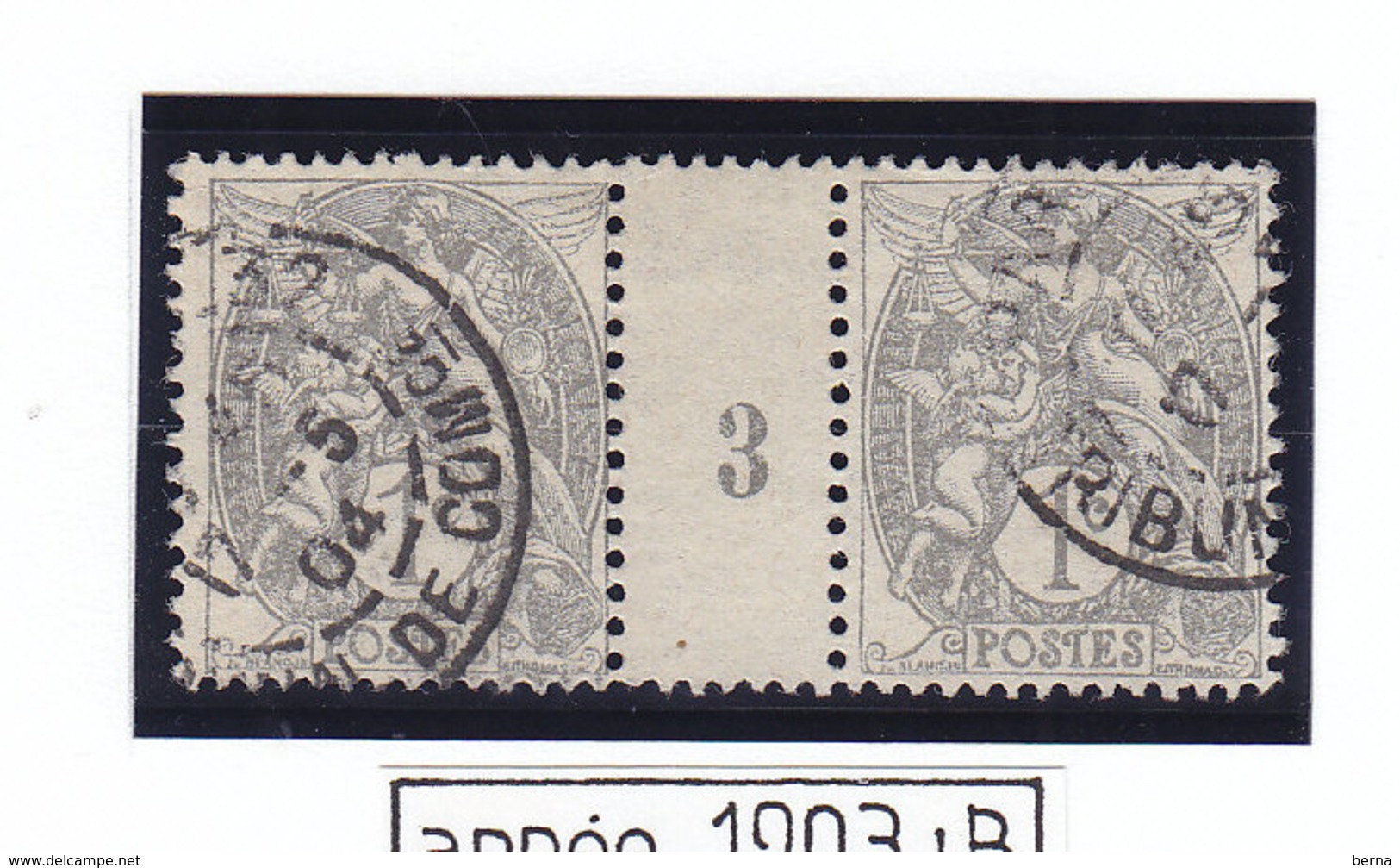 FRANCE 107 IB TYPE BLANC PAIRE OBL MILLESIME 3 - Millesimes