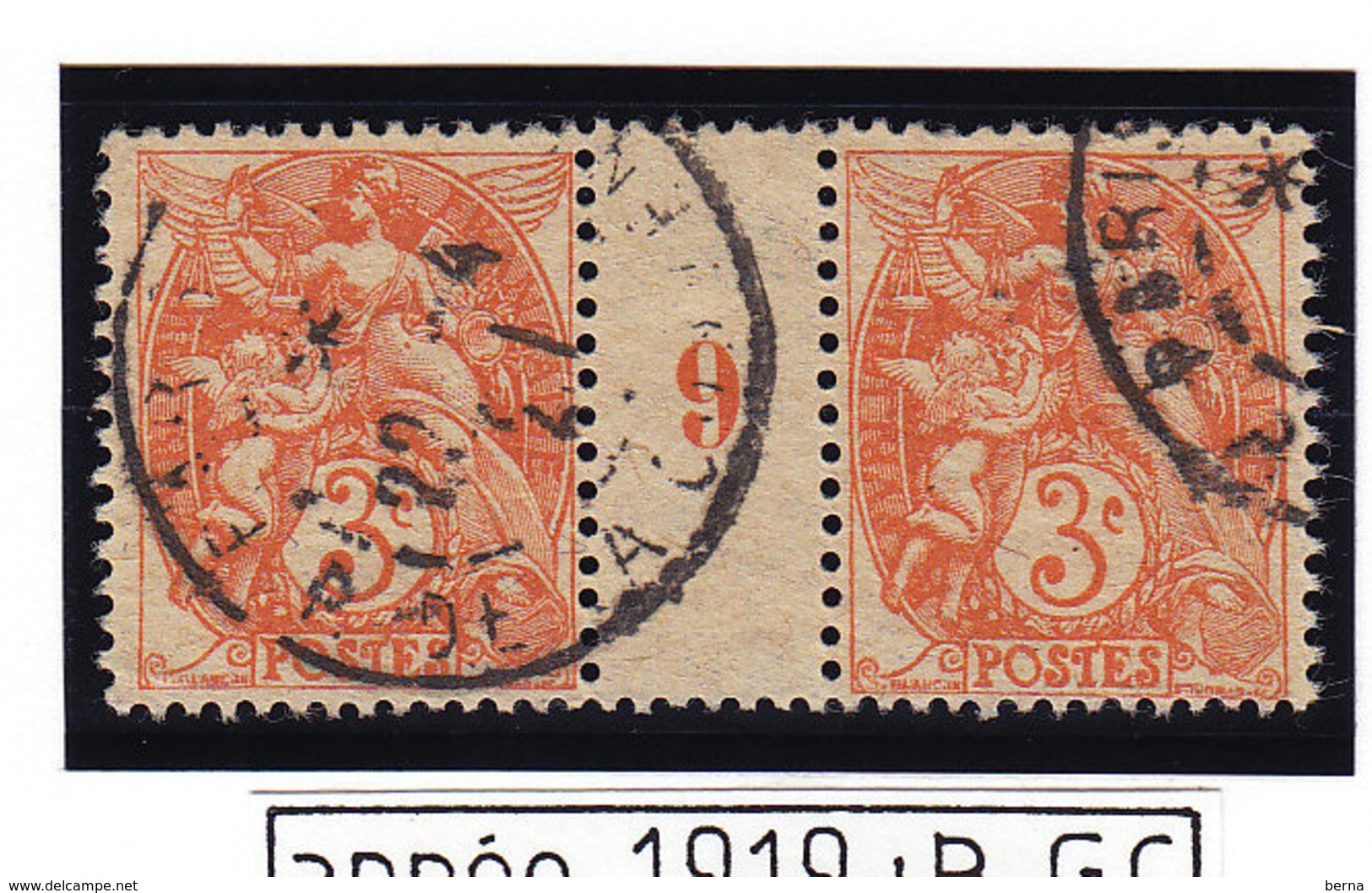 FRANCE 109 TYPE IB TYPE BLANC  PAIRE OBL MILLESIME 9 PAPIER GC - Millesimes