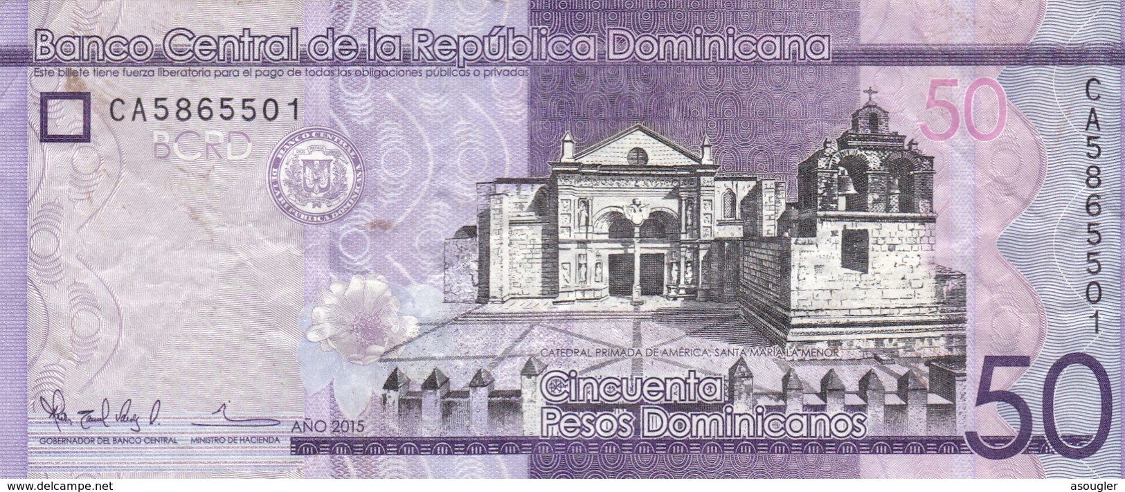 DOMINICAN REPUBLIC 50 PESOS 2015 F-VF (free Shipping Via Regular Air Mail (buyer Risk) - Dominicaine