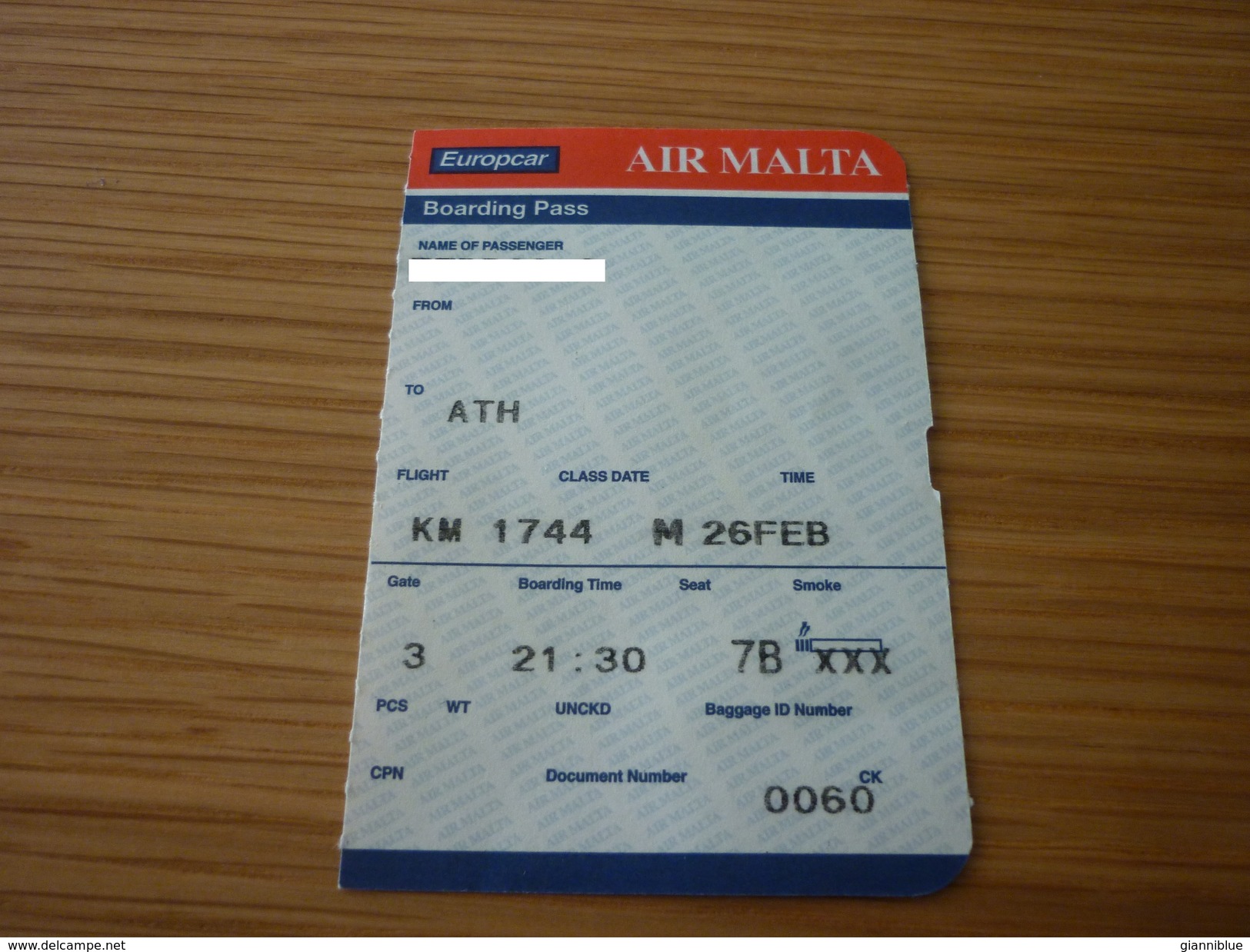 Air Malta Airlines Avion Passenger Transportation Ticket - World