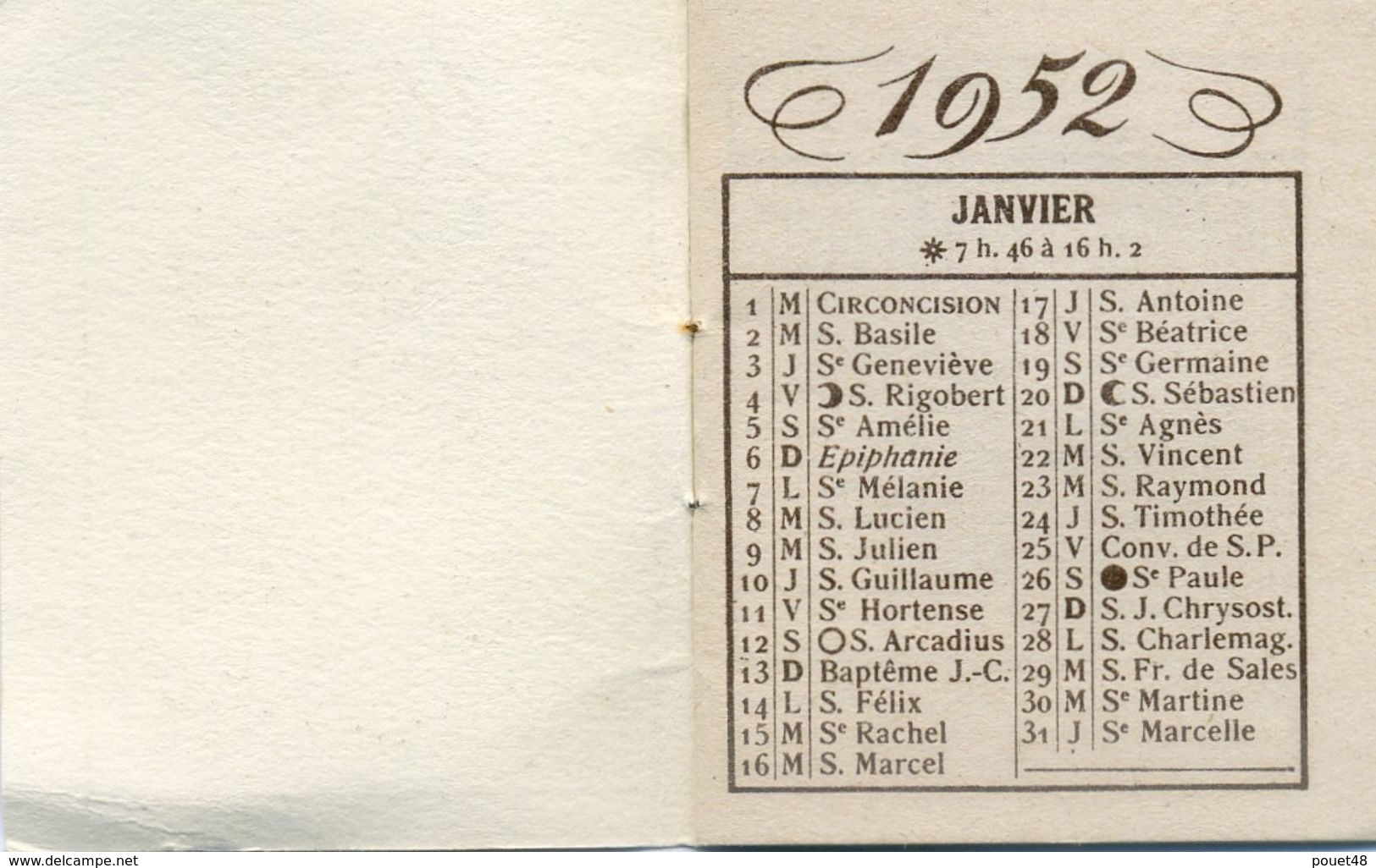 La Gavotte Bretonne - Petit Calendrier De 1952 - Pub: MOTTAY Le CROISIC - Small : 1941-60