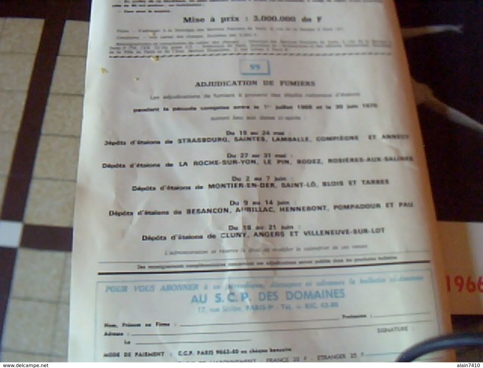 Revue Ministere Des Finances Bulletin De L Administration Des Domaines Vente Du 1 Au 15  Mai 1959 - Autres & Non Classés