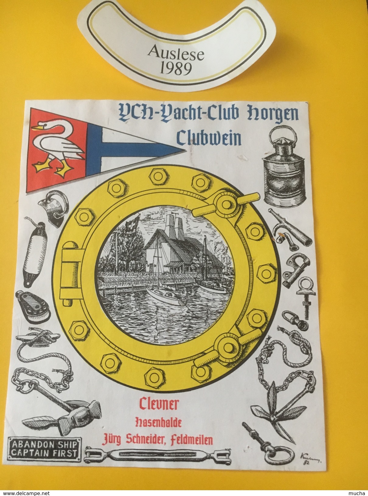5386 - YCH Yacht-Club Horgen ClubWein Clevner 1989 Suisse - Sailboats & Sailing Vessels