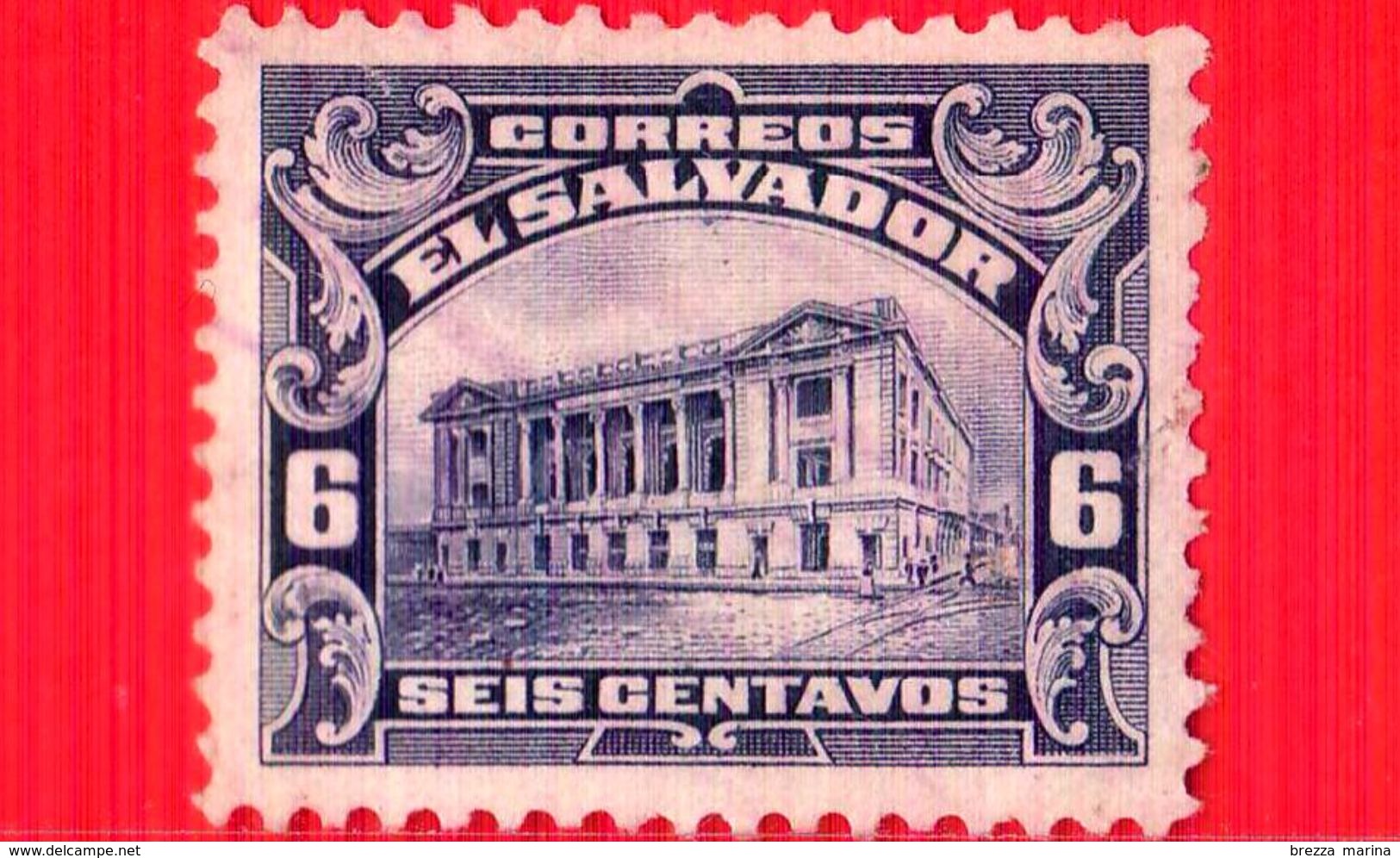 EL SALVADOR - Usato - 1916 - Architettura - Teatro Nazionale In Una Struttura Decorata In Viola - 6 - El Salvador