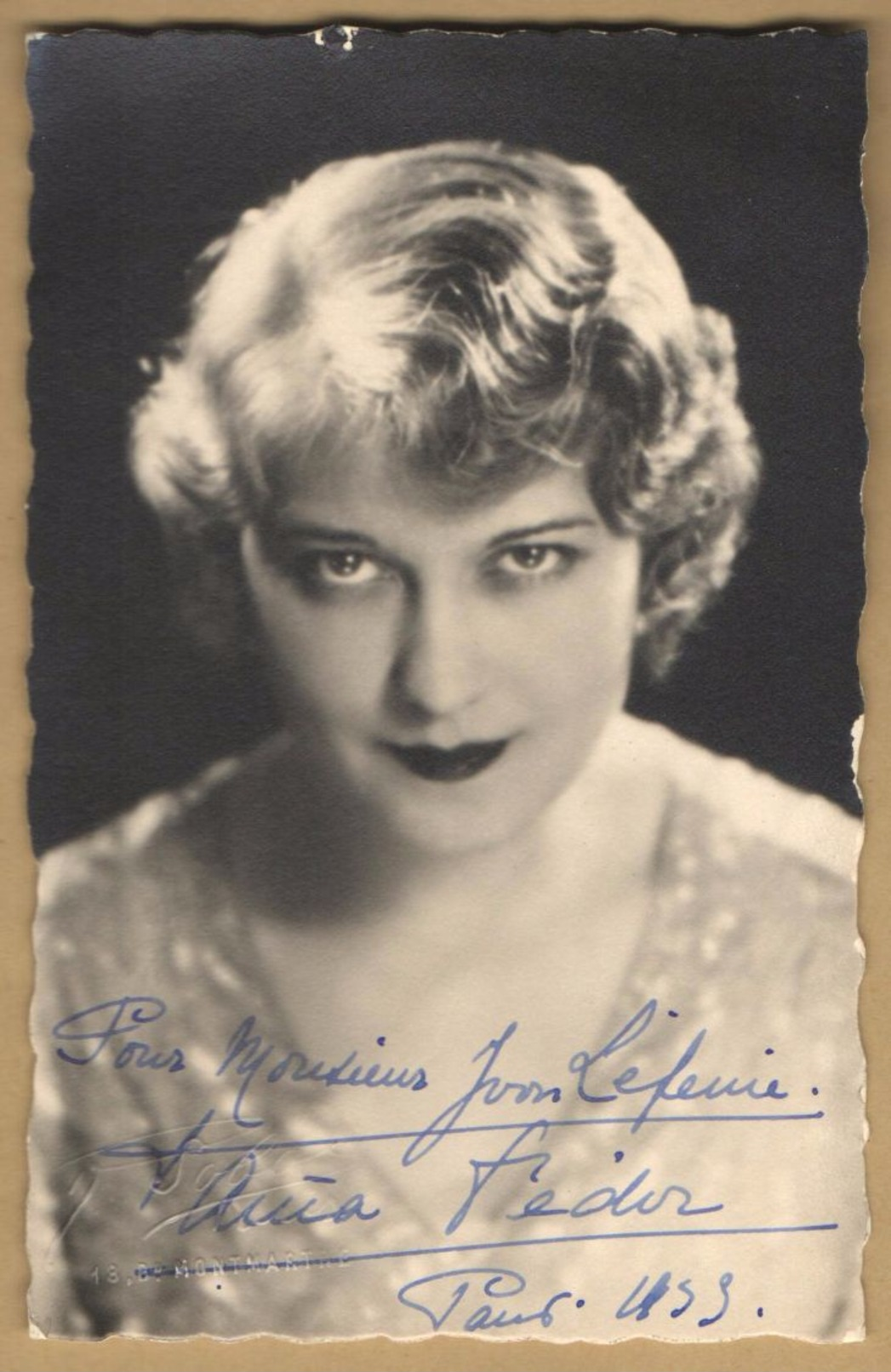 Tania Fédor (1905-1985) - Actrice Française D'origine Russe - Photo Dédicacée (années 30) - Autographe - Altri & Non Classificati