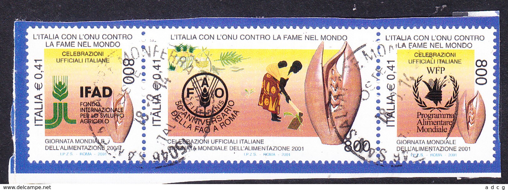 2001 FAO IFAD WFP GIORNATA ALIMENTAZIONE  Blocco Completo   USATO - Blocks & Sheetlets