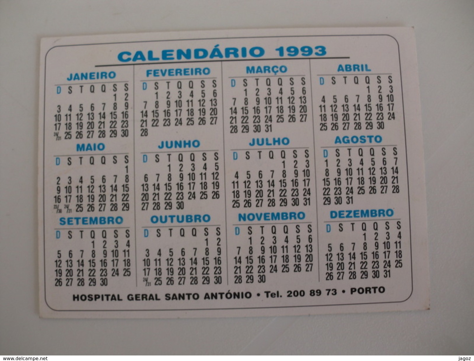 Blood Donors Donneurs De Sang Dadores De Sangue  Portugal  Portuguese Pocket Calendar 1993 - Small : 1991-00