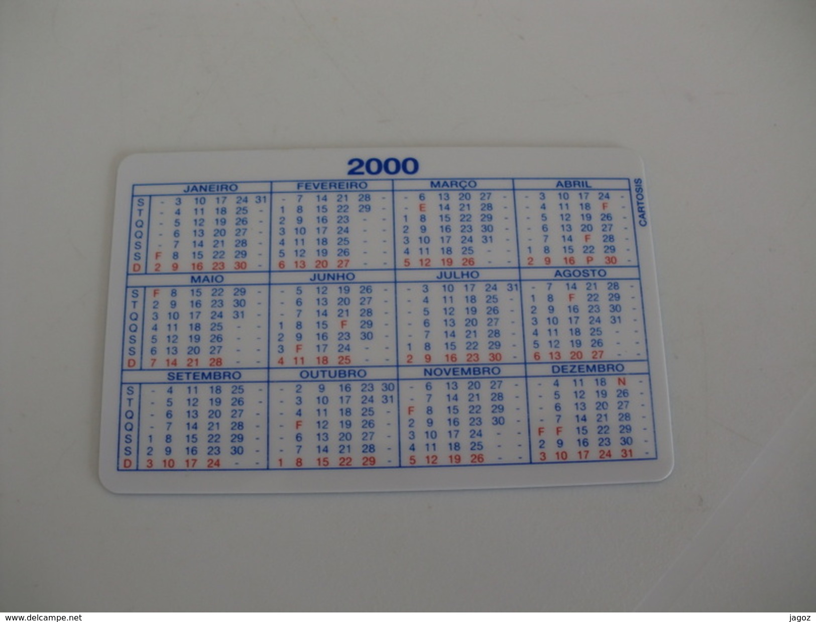 Zoomarine Portugal Portuguese Plastic Pocket Calendar 2000 - Small : 1991-00