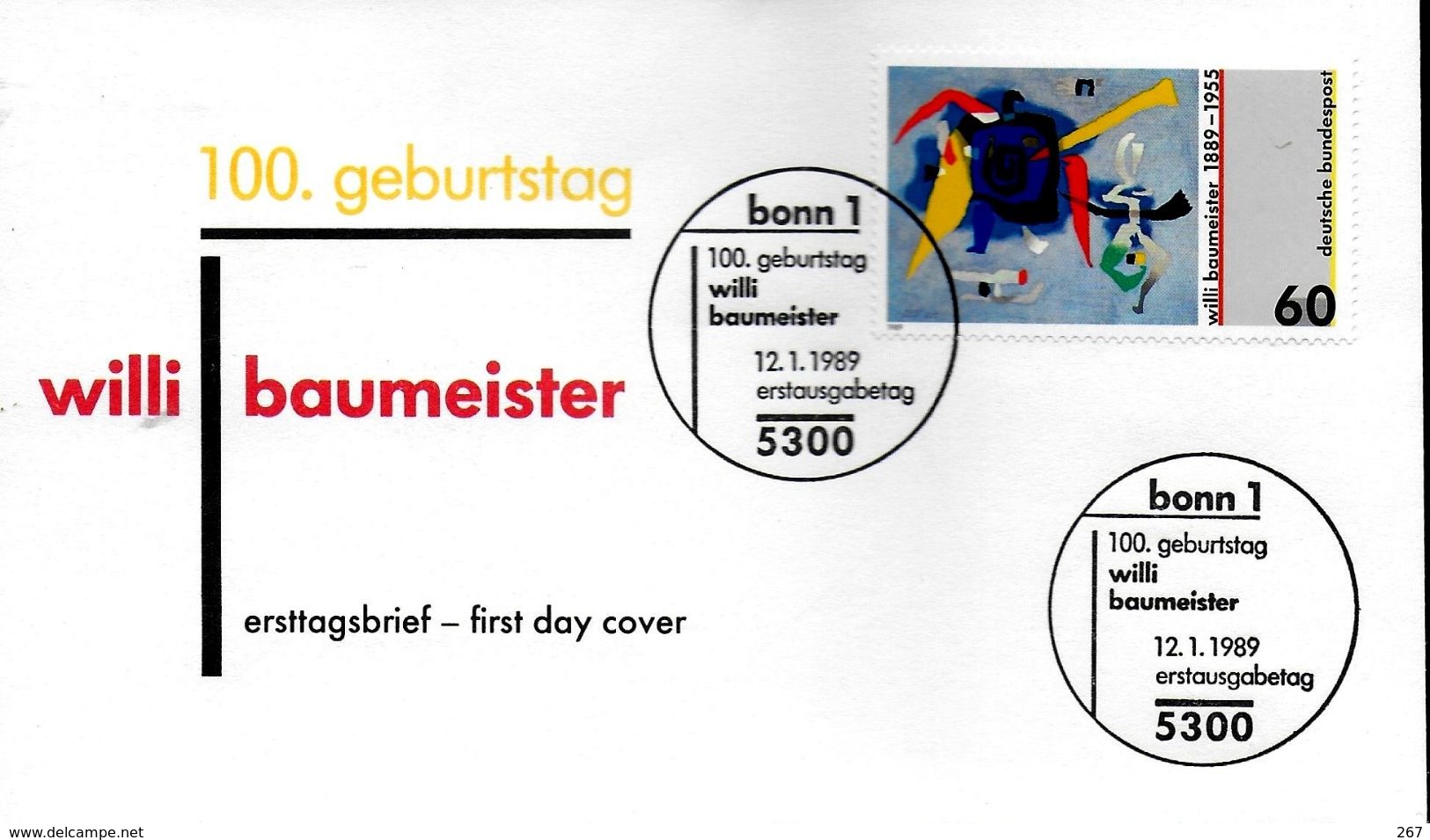 ALLEMAGNE    Carte FDC   1989  Tableaux Willi Baumeister - Autres & Non Classés