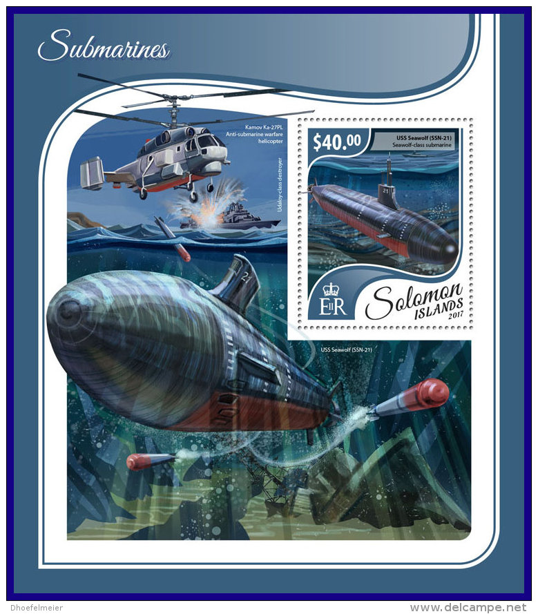 SOLOMON ISLANDS 2017 ** Submarines U-Boote Sous-marins S/S - OFFICIAL ISSUE - DH1741 - U-Boote