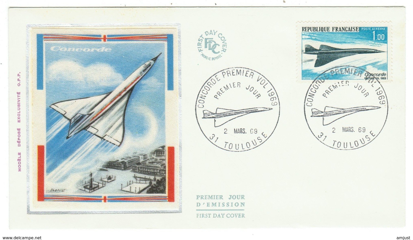 Avion // Concorde // Lettre 1er Jour Du 1er Vol Cachet De Toulouse - Concorde