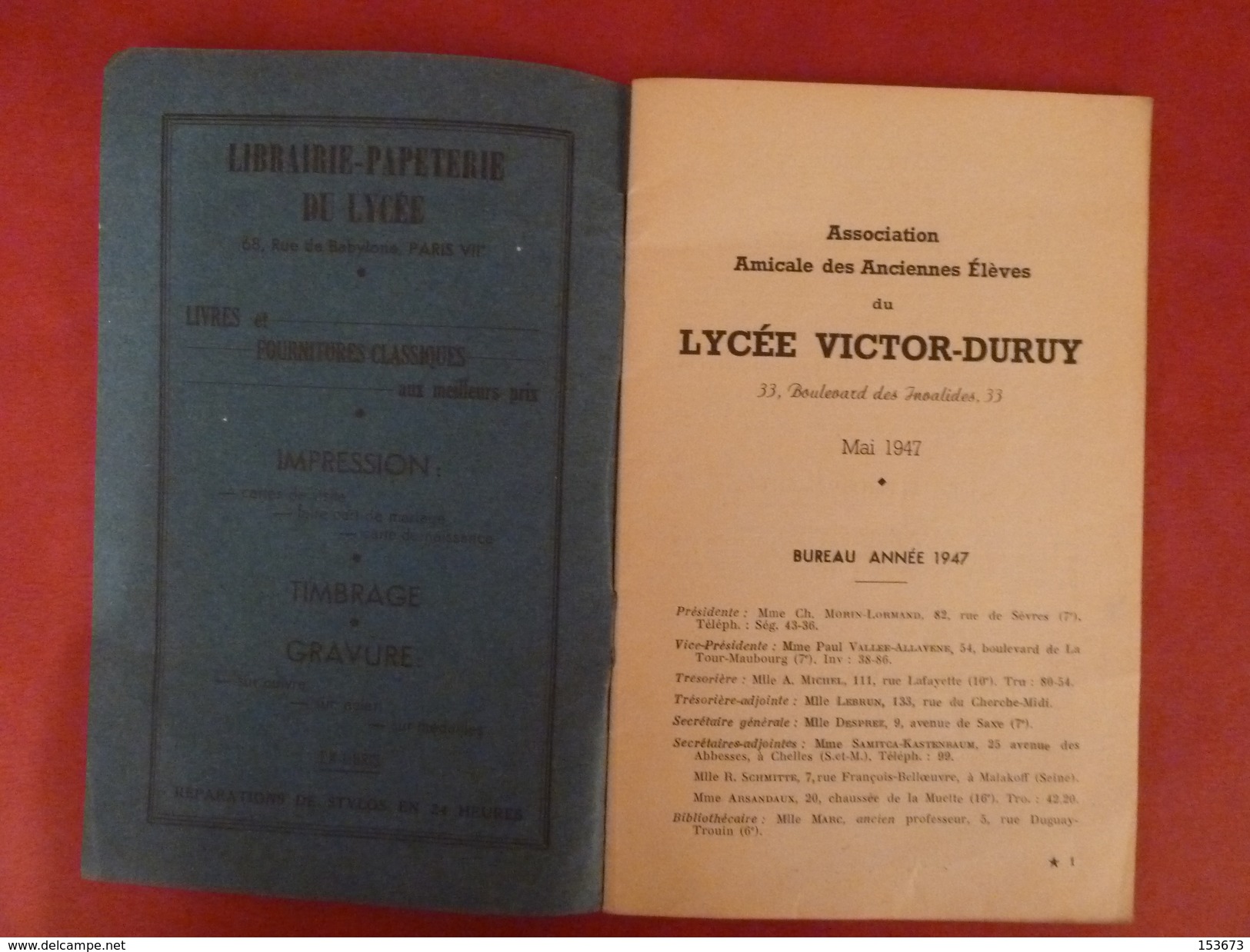 Bulletin Anciens élèves Lycée VICTOR-DURUY à Paris - Assemblée Générale De Mai 1947 - Diplômes & Bulletins Scolaires