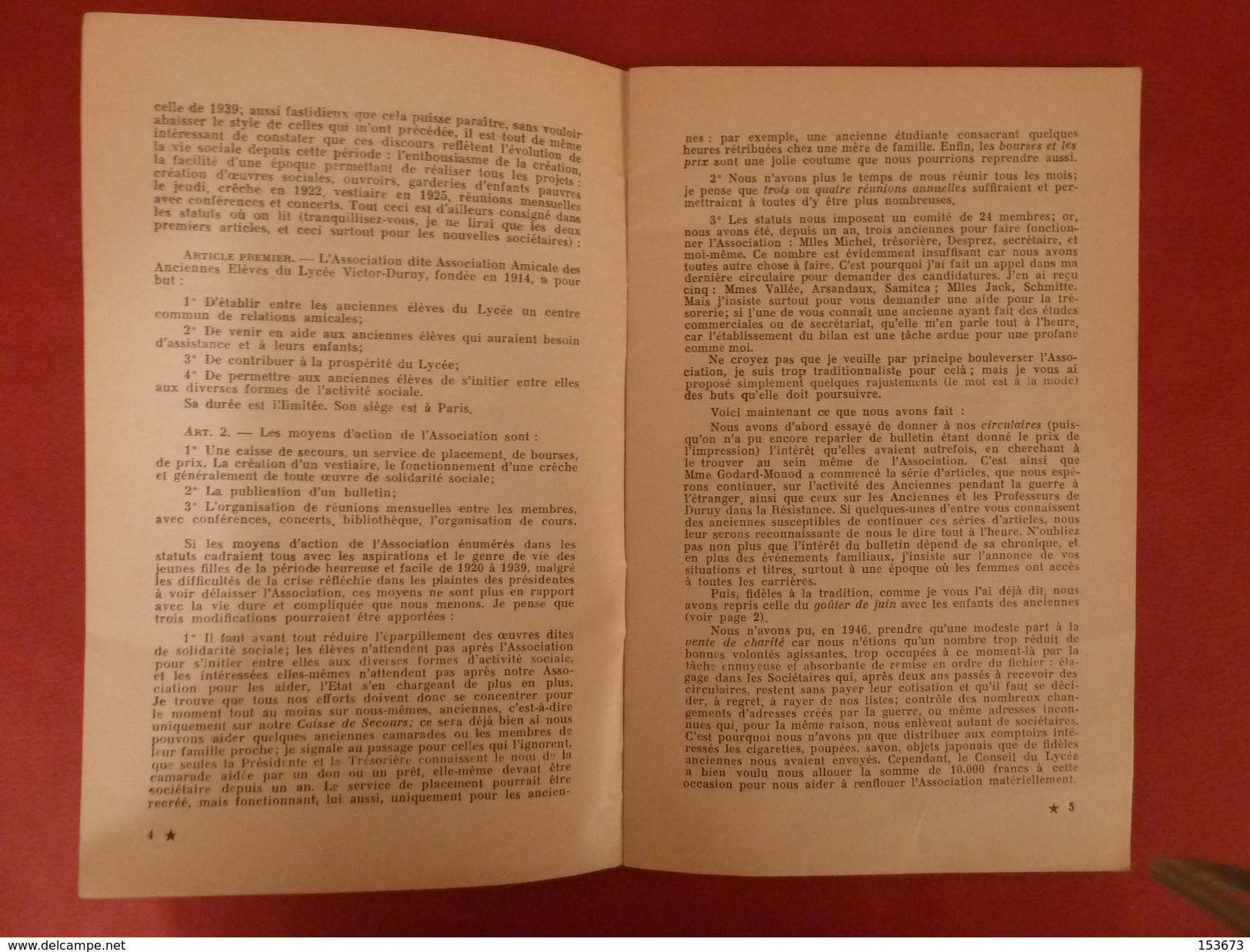 Bulletin Anciens élèves Lycée VICTOR-DURUY à Paris - Assemblée Générale De Mai 1947 - Diplômes & Bulletins Scolaires