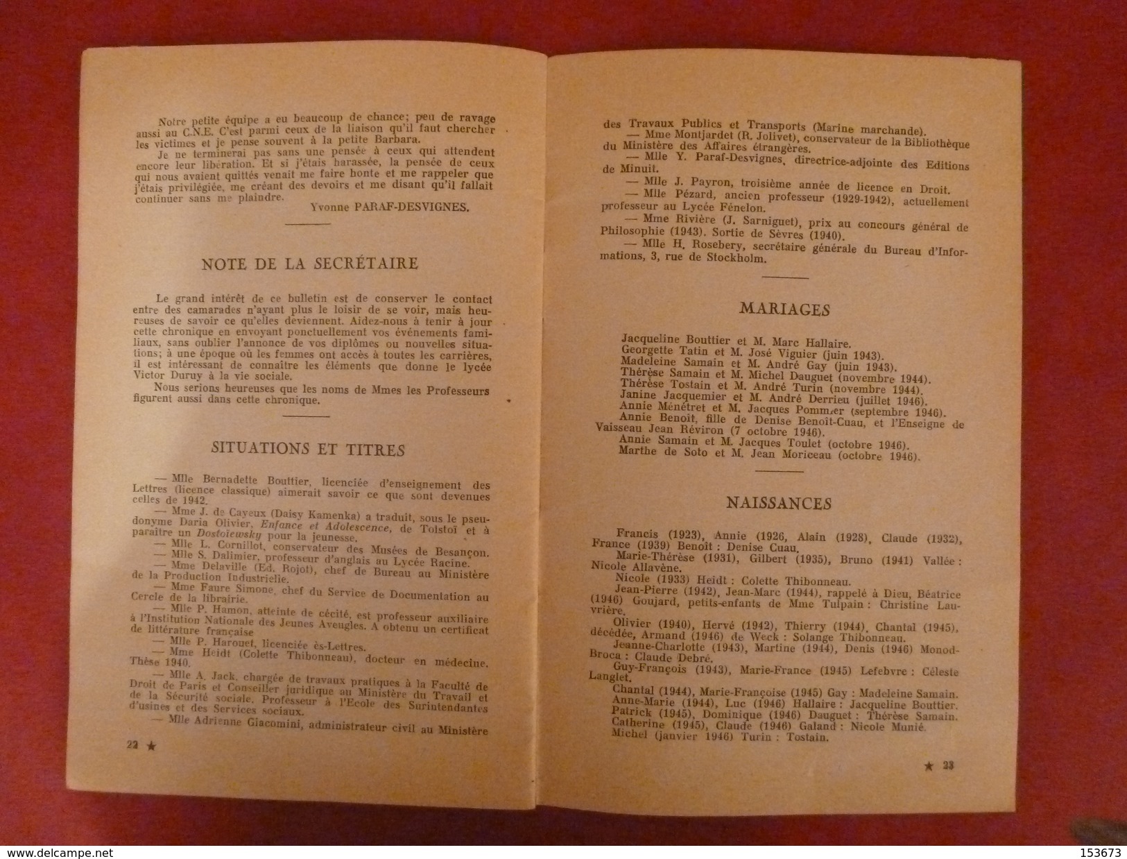 Bulletin anciens élèves lycée VICTOR-DURUY à Paris - Assemblée générale de mai 1947