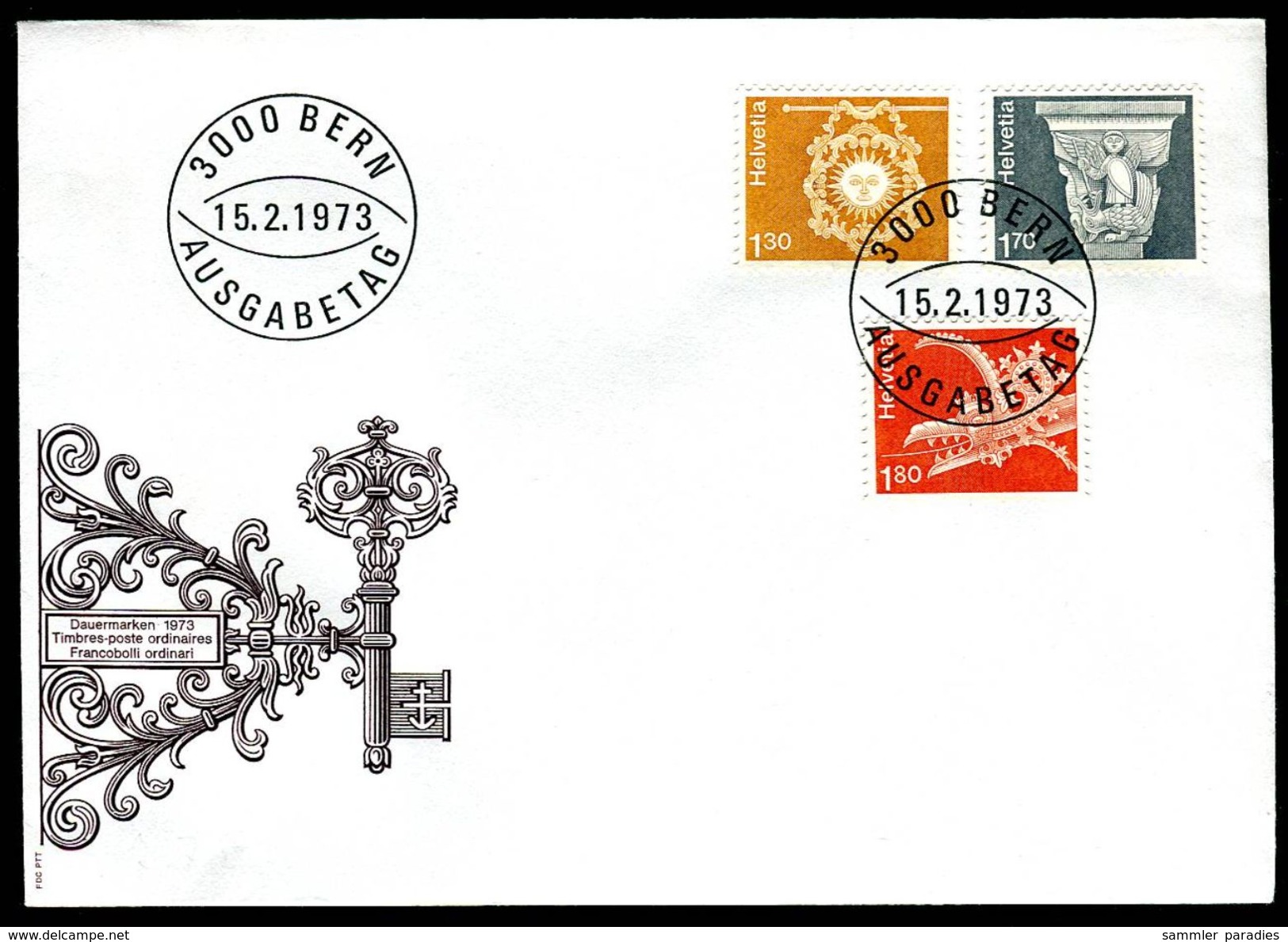01377c) Schweiz - FDC - Michel 991 / 993 - Zumstein-Nummer 537, 539 / 540 Freimarken 1973 - FDC