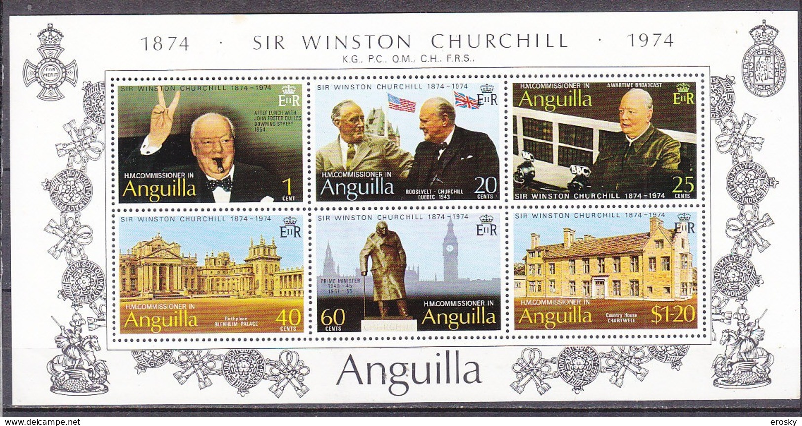 B0931 - ANGUILLA Yv BF 5 ** CHURCHILL Tache De Ruille - Anguilla (1968-...)