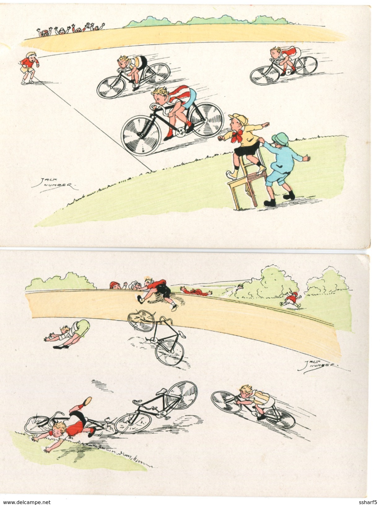 Jack Number 6 Postcards In A Series BICYCLE RACE Bicyclette Humour - Number, Jack